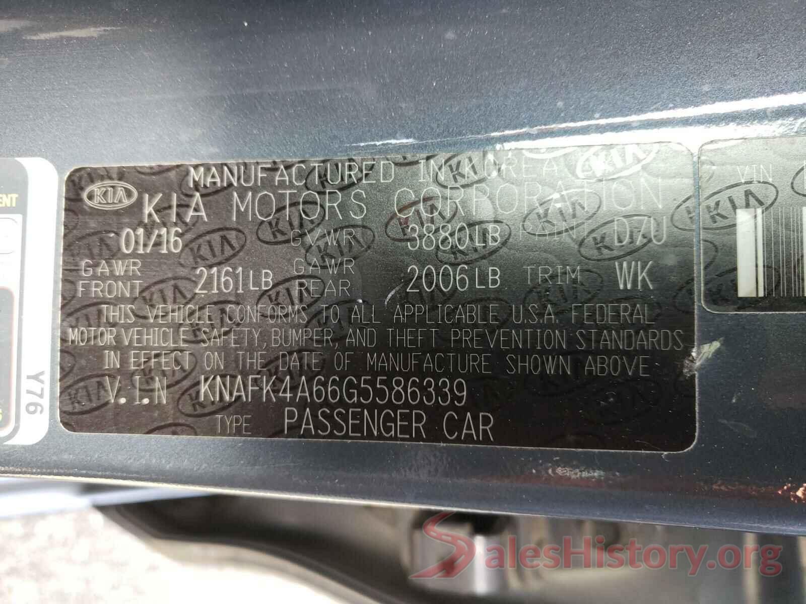 KNAFK4A66G5586339 2016 KIA FORTE