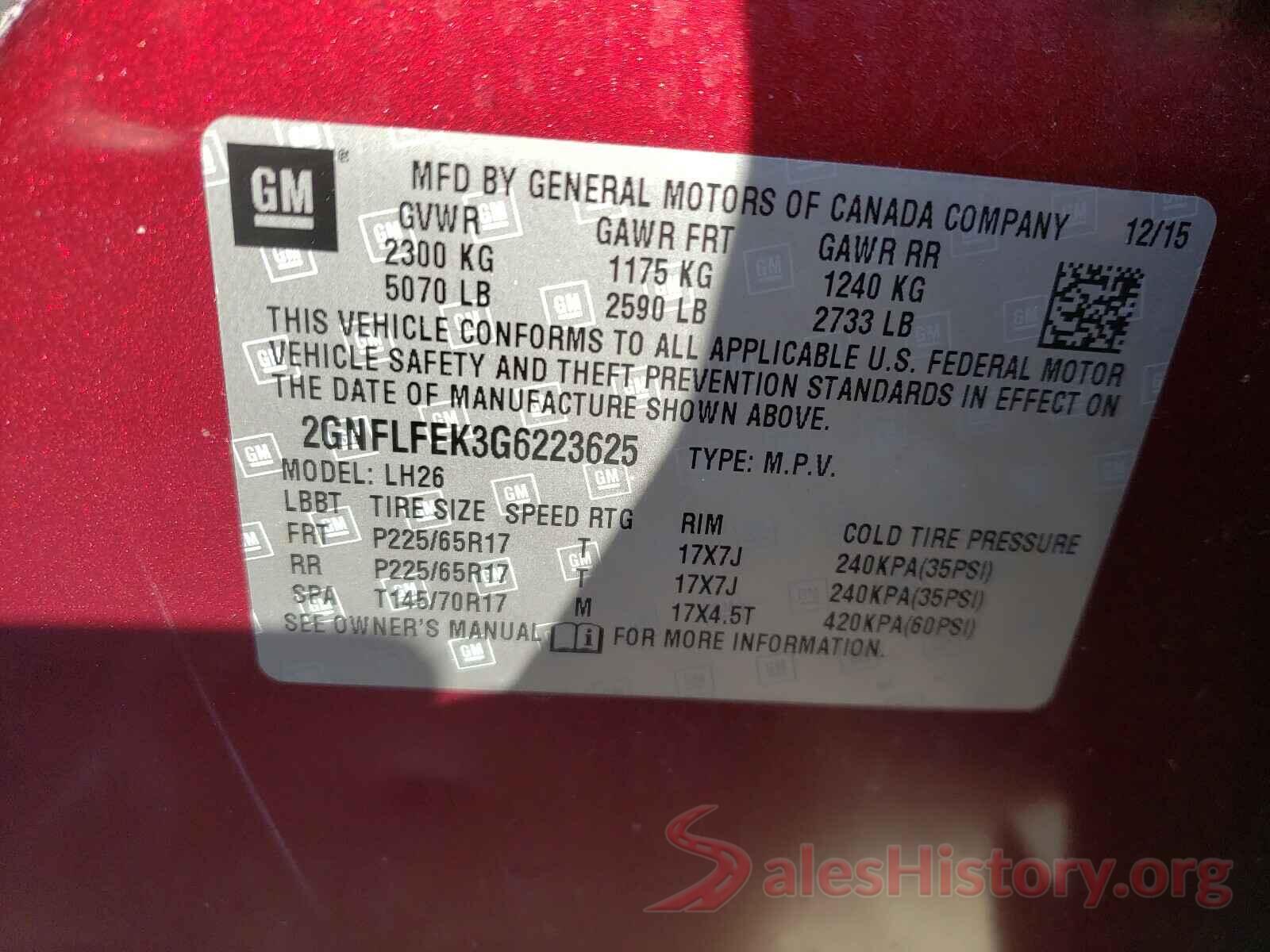 2GNFLFEK3G6223625 2016 CHEVROLET EQUINOX