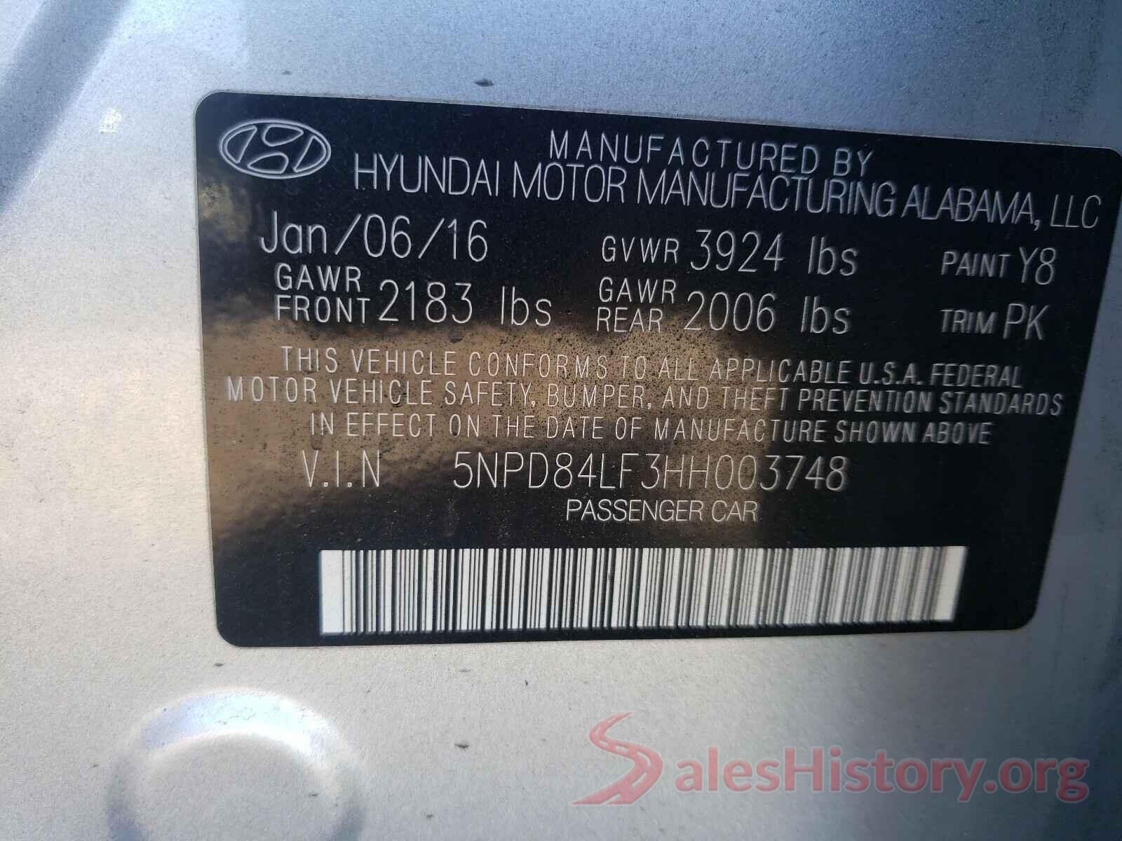 5NPD84LF3HH003748 2017 HYUNDAI ELANTRA