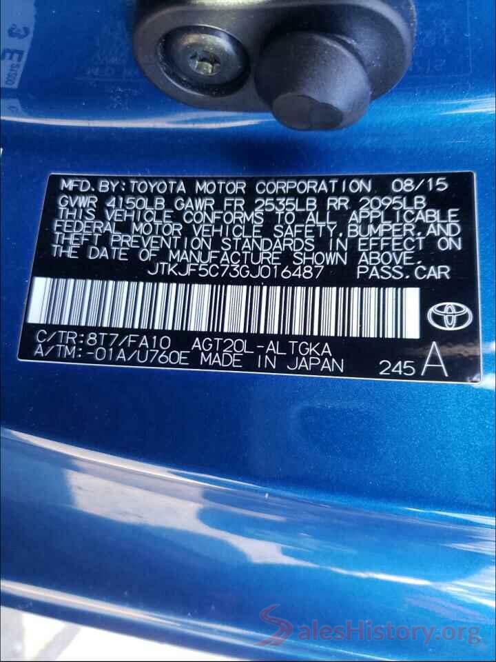 JTKJF5C73GJ016487 2016 TOYOTA SCION