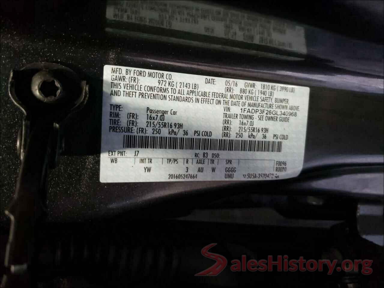 1FADP3F26GL340968 2016 FORD FOCUS