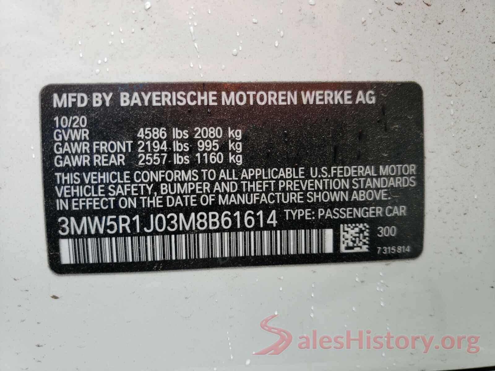 3MW5R1J03M8B61614 2021 BMW 3 SERIES