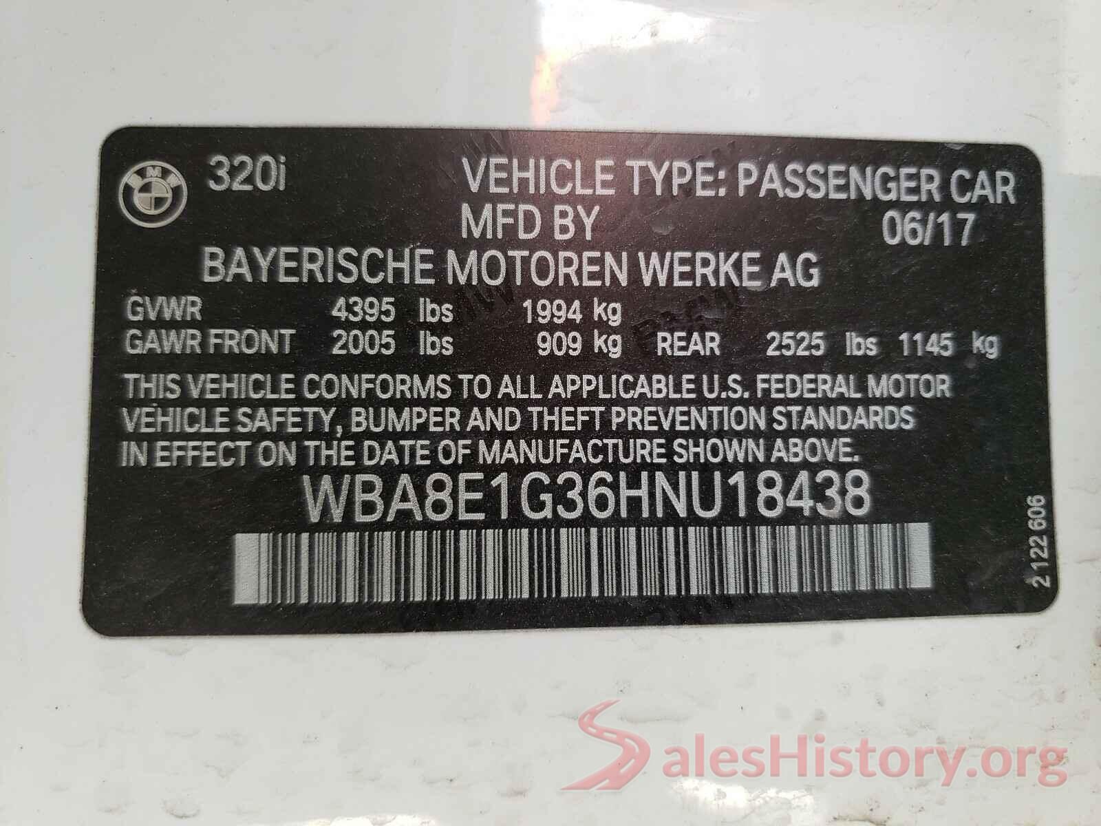 WBA8E1G36HNU18438 2017 BMW 3 SERIES