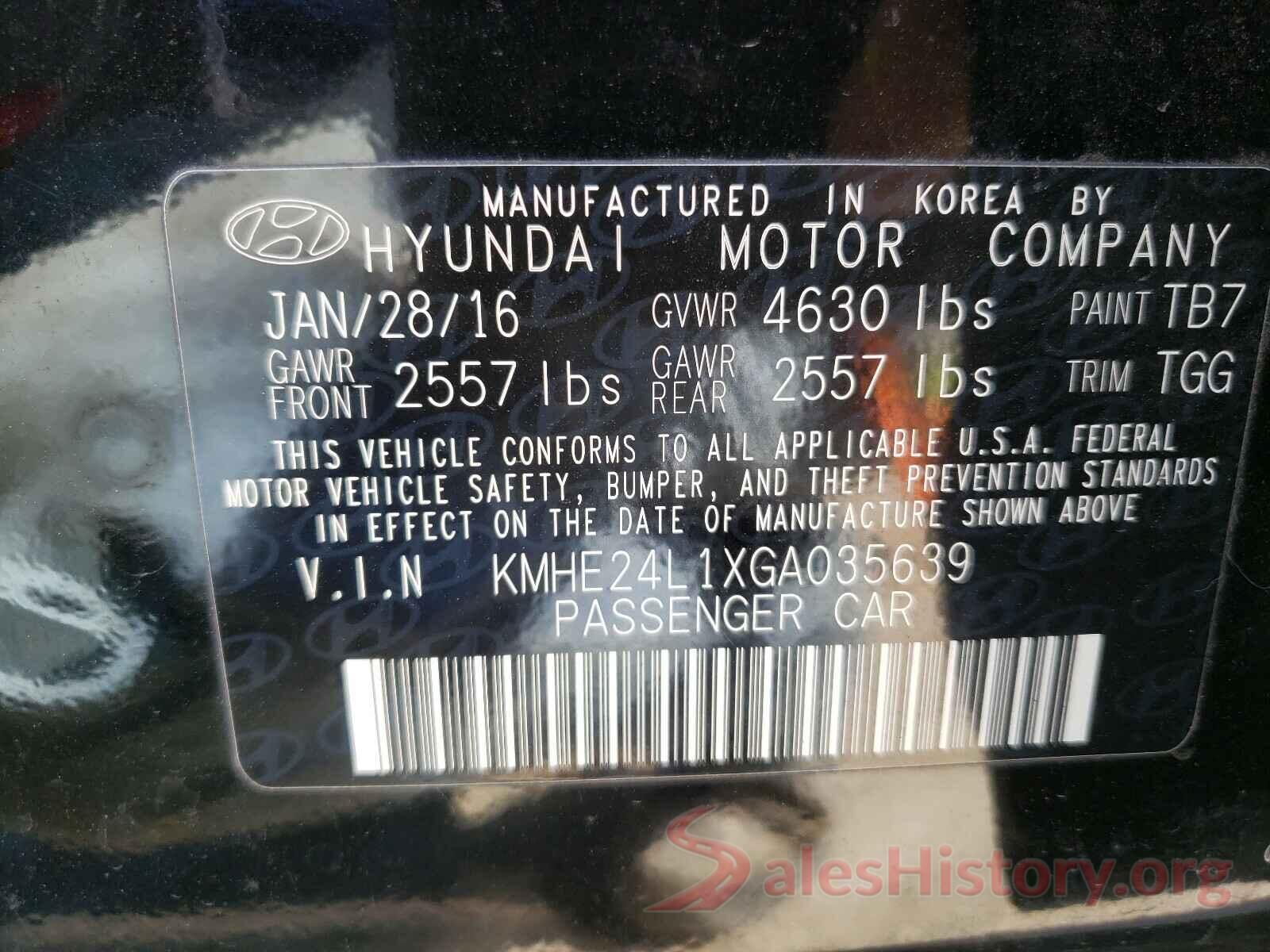 KMHE24L1XGA035639 2016 HYUNDAI SONATA