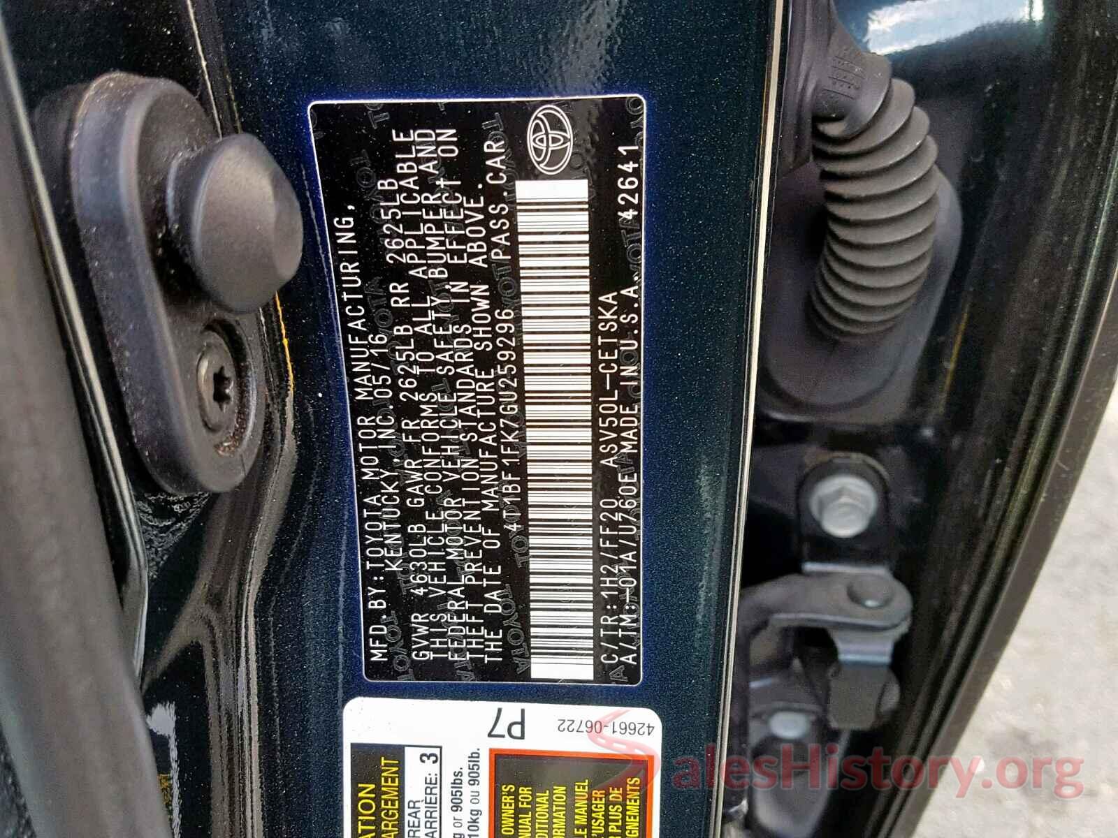 4T1BF1FK7GU259296 2016 TOYOTA CAMRY