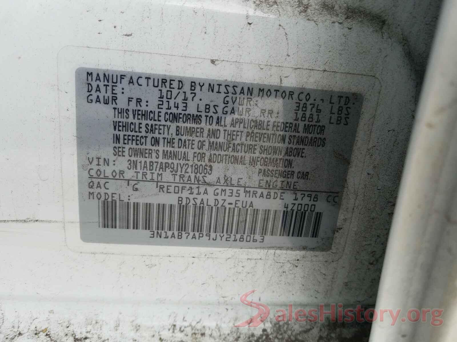 3N1AB7AP9JY218063 2018 NISSAN SENTRA