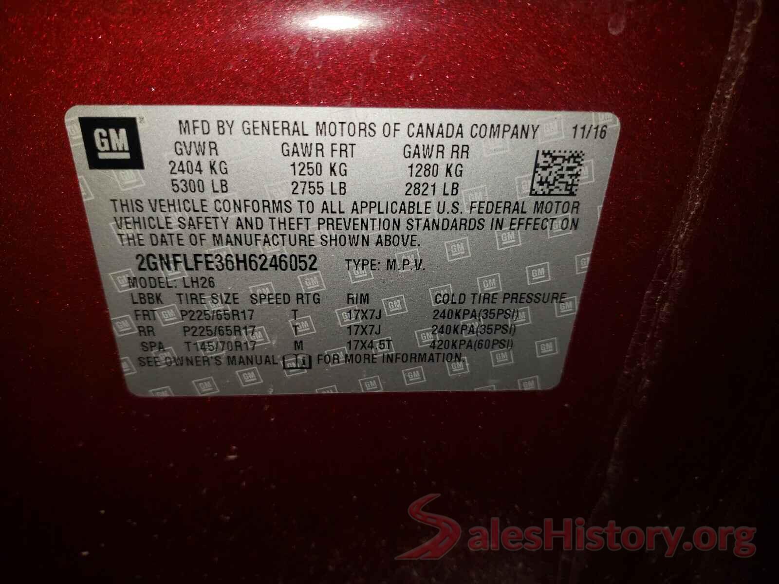 2GNFLFE36H6246052 2017 CHEVROLET EQUINOX