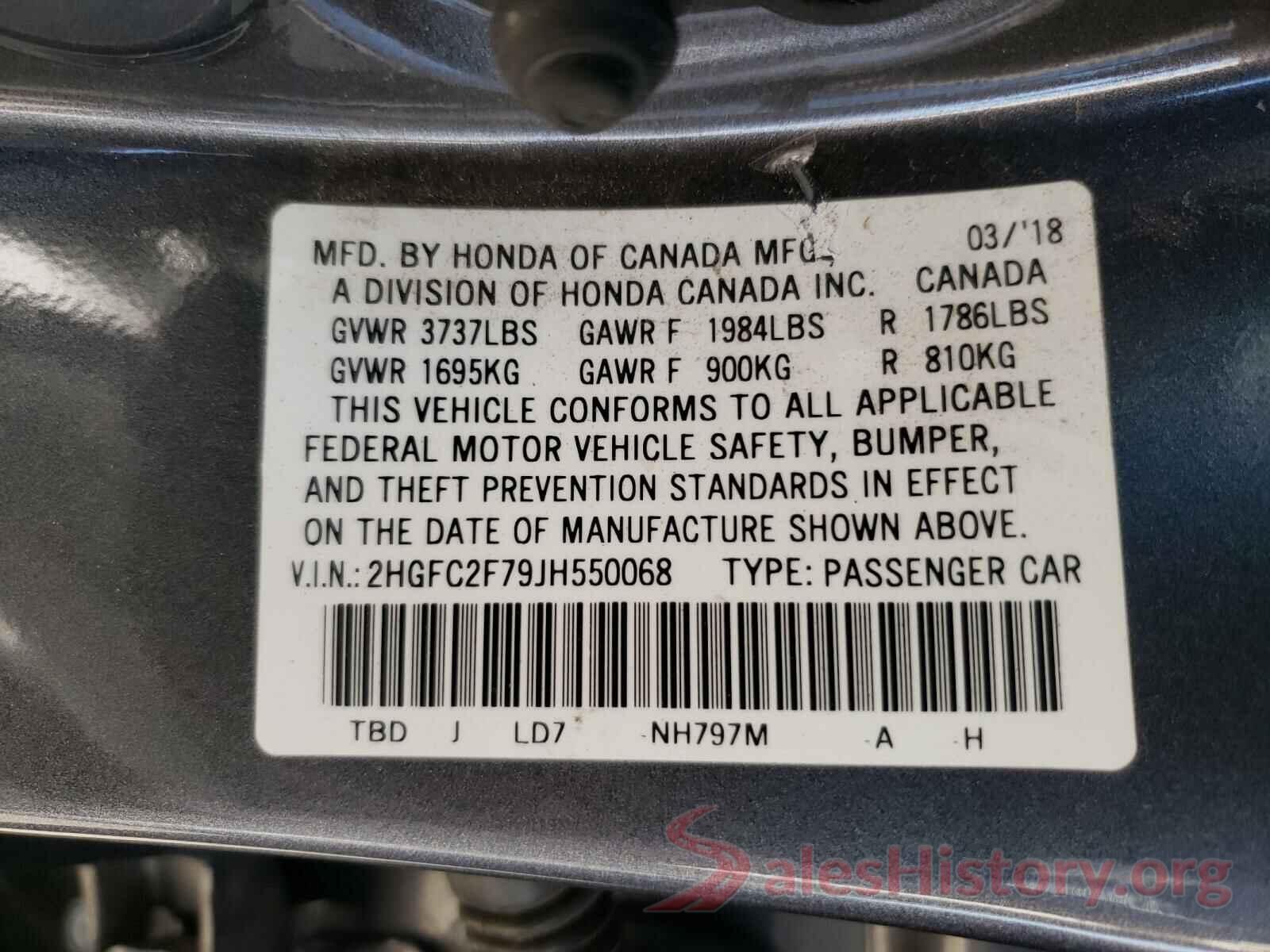 2HGFC2F79JH550068 2018 HONDA CIVIC