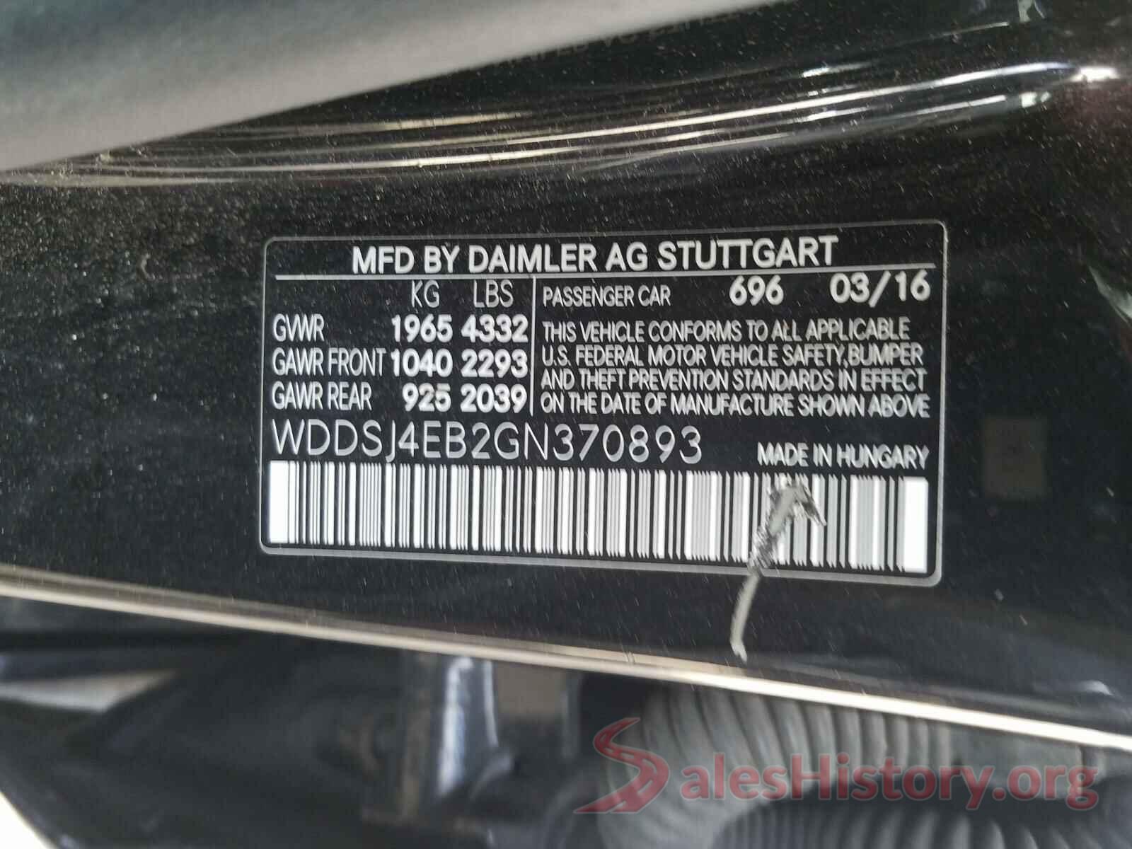 WDDSJ4EB2GN370893 2016 MERCEDES-BENZ C CLASS