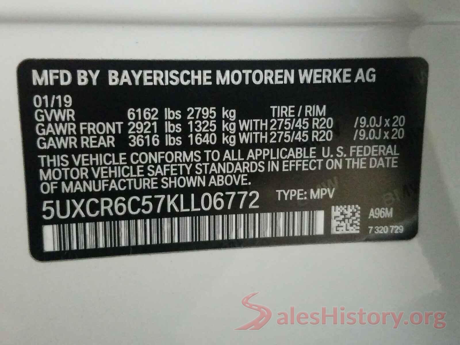 5UXCR6C57KLL06772 2019 BMW X5