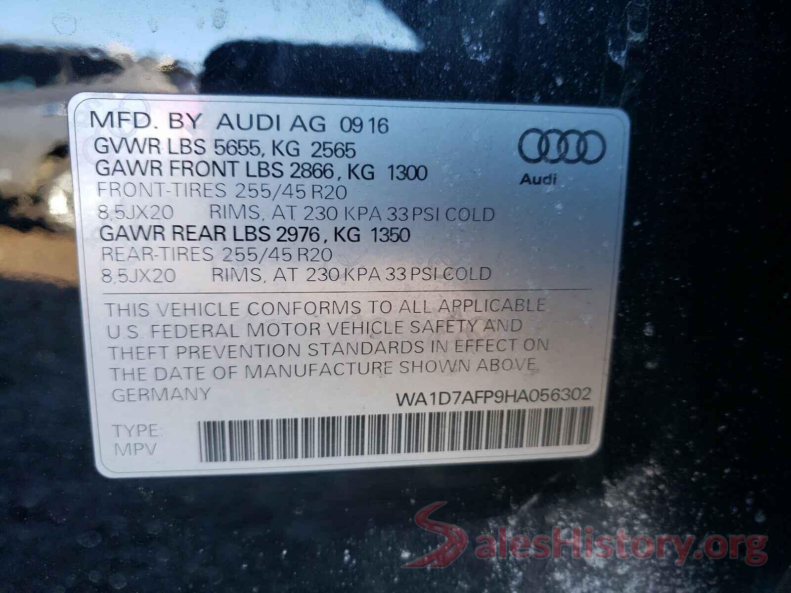 WA1D7AFP9HA056302 2017 AUDI Q5