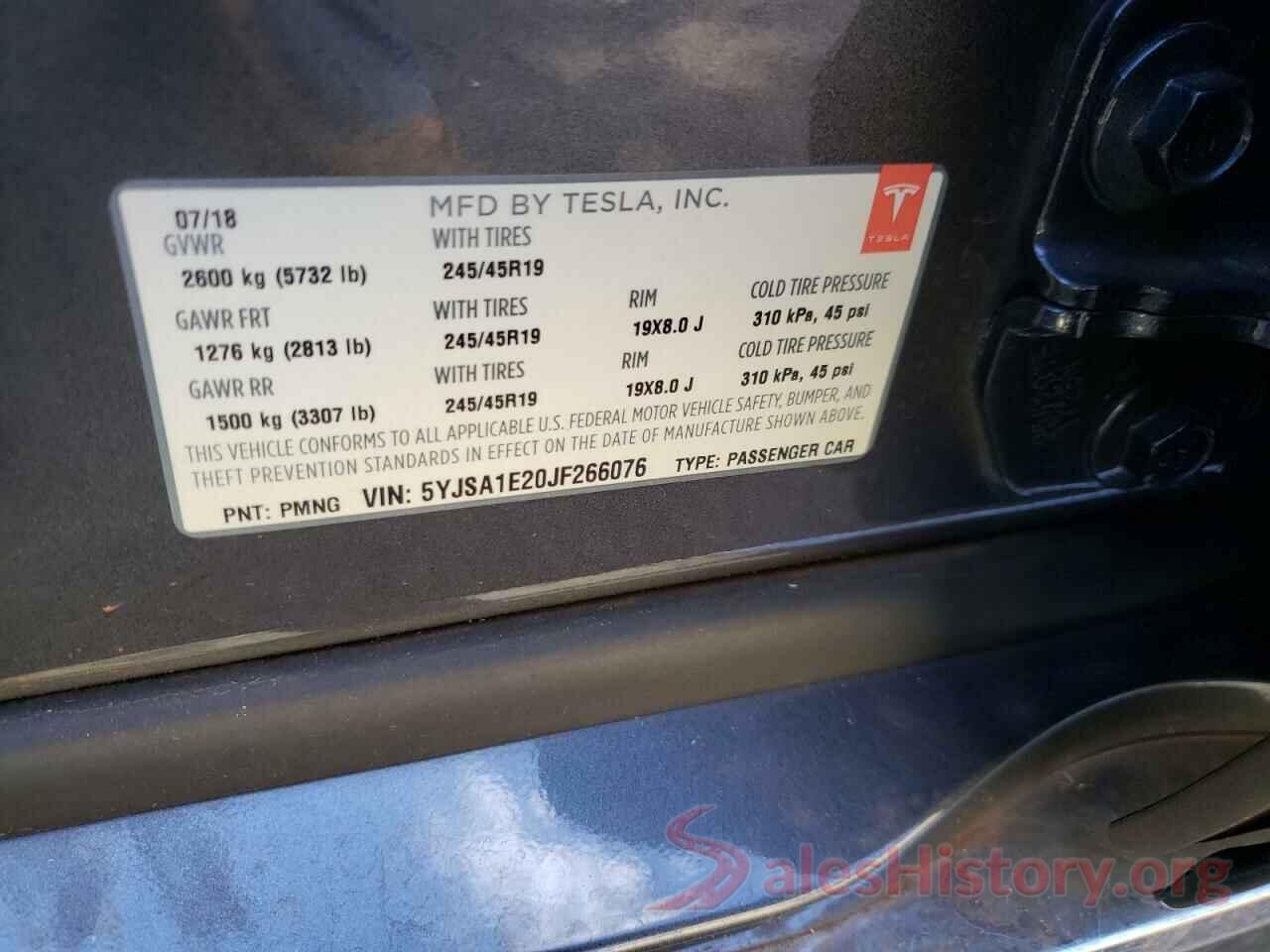 5YJSA1E20JF266076 2018 TESLA MODEL S