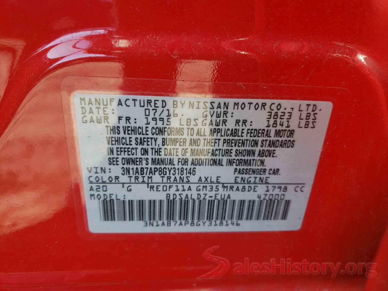 3N1AB7AP8GY318146 2016 NISSAN SENTRA