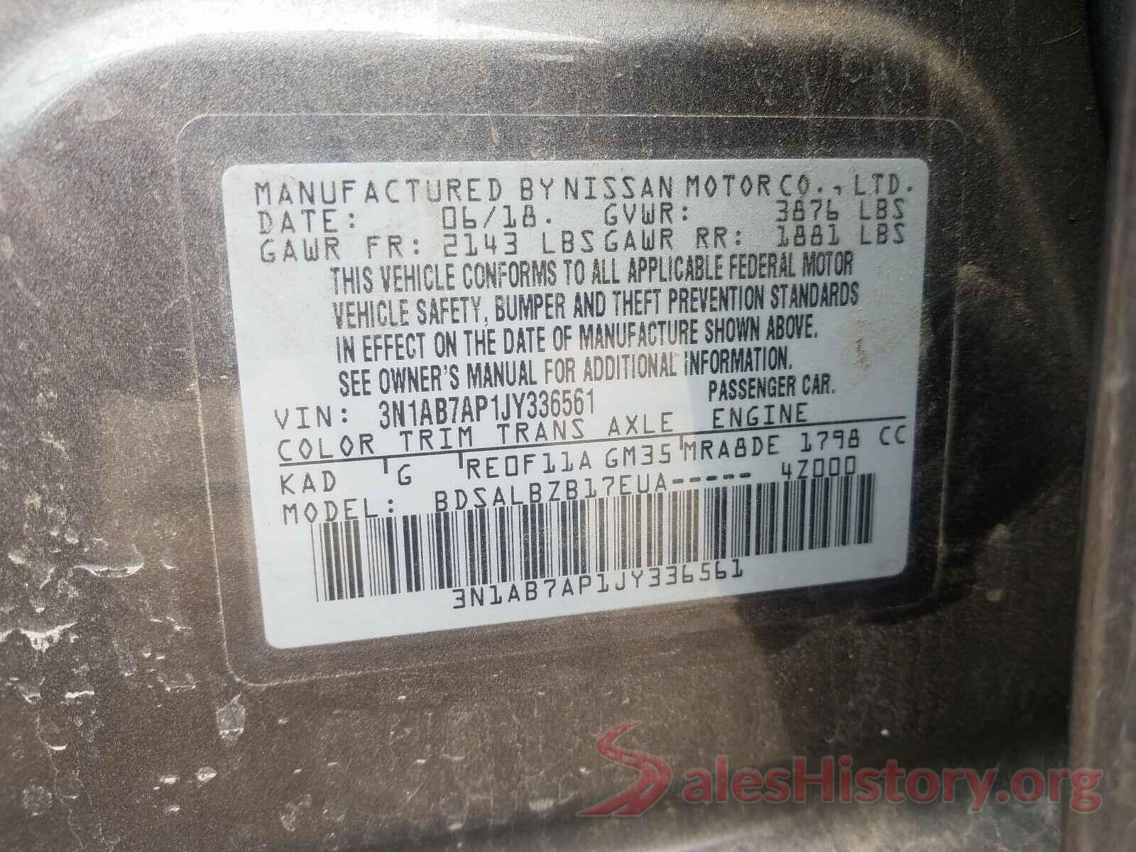 3N1AB7AP1JY336561 2018 NISSAN SENTRA