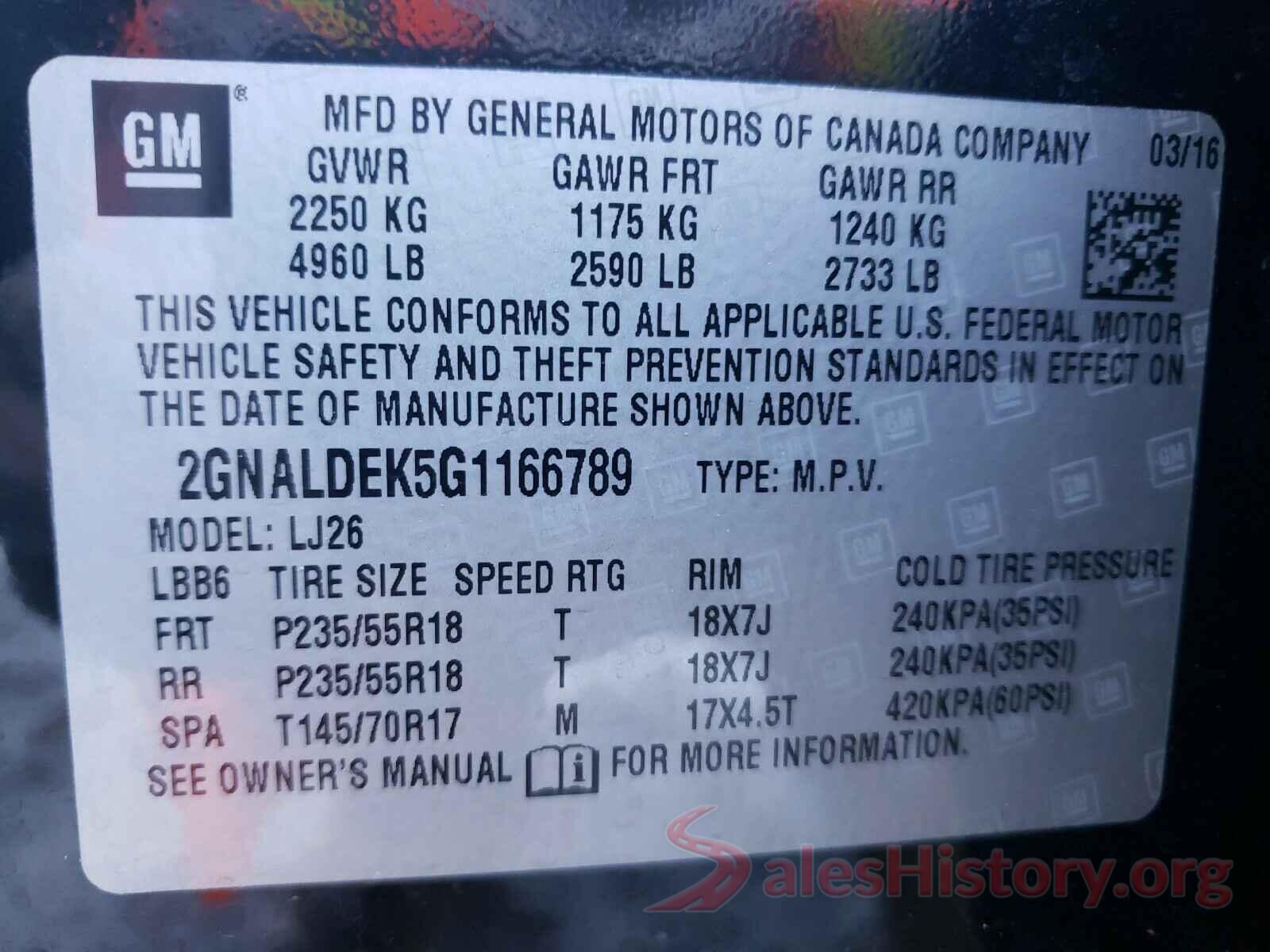 2GNALDEK5G1166789 2016 CHEVROLET EQUINOX