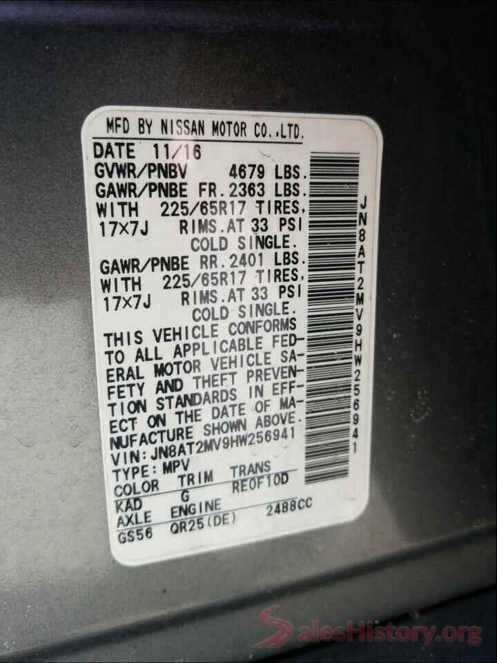 JN8AT2MV9HW256941 2017 NISSAN ROGUE