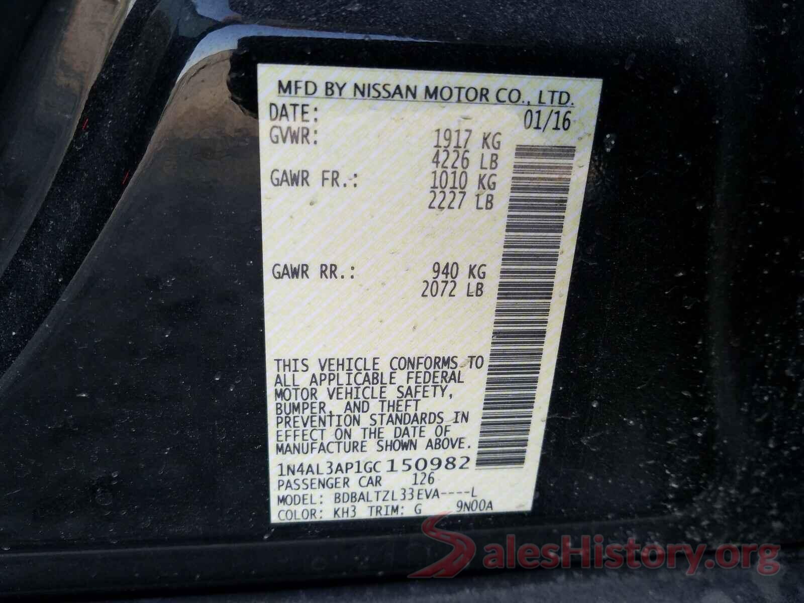 1N4AL3AP1GC150982 2016 NISSAN ALTIMA