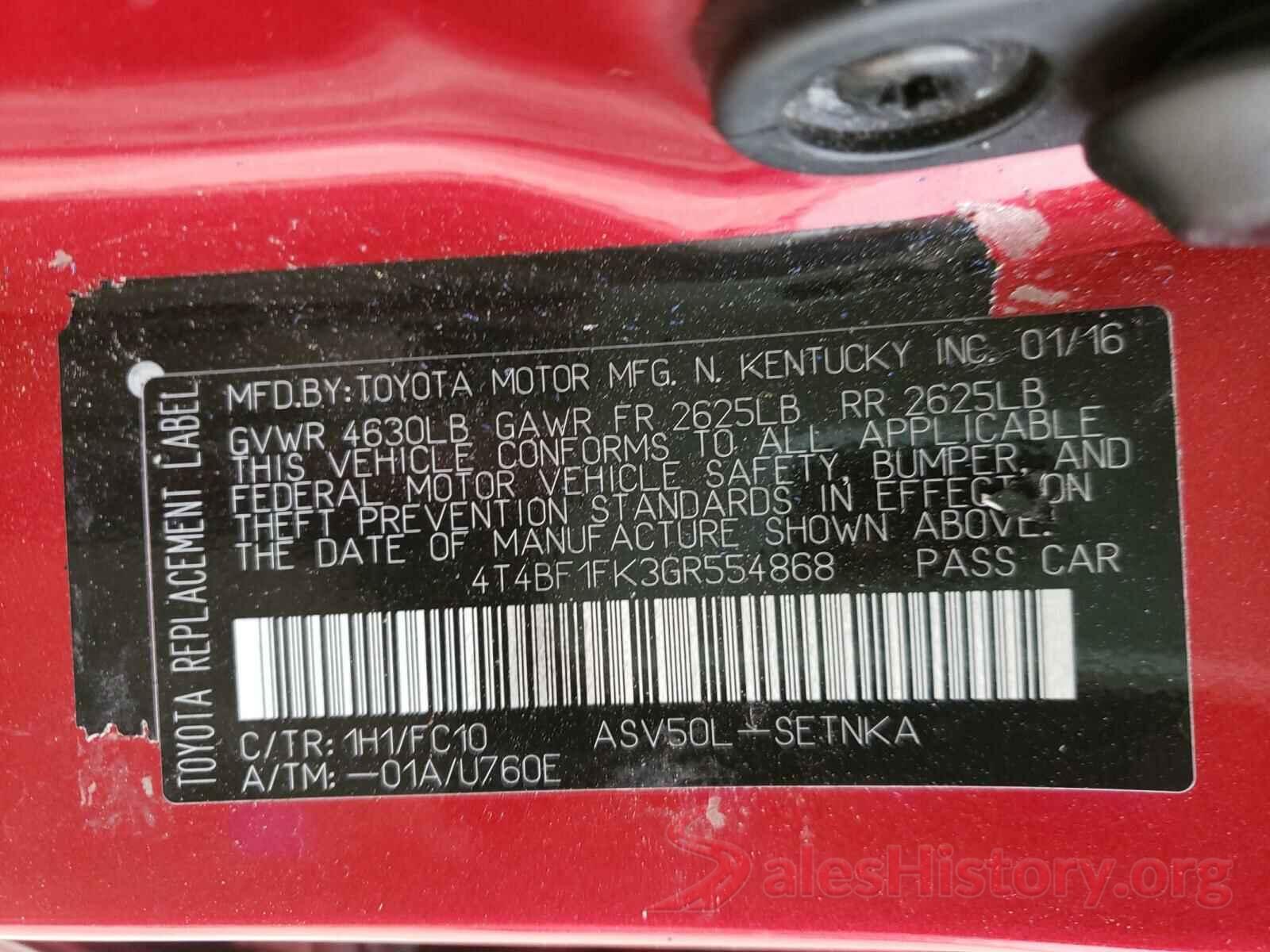 4T4BF1FK3GR554868 2016 TOYOTA CAMRY