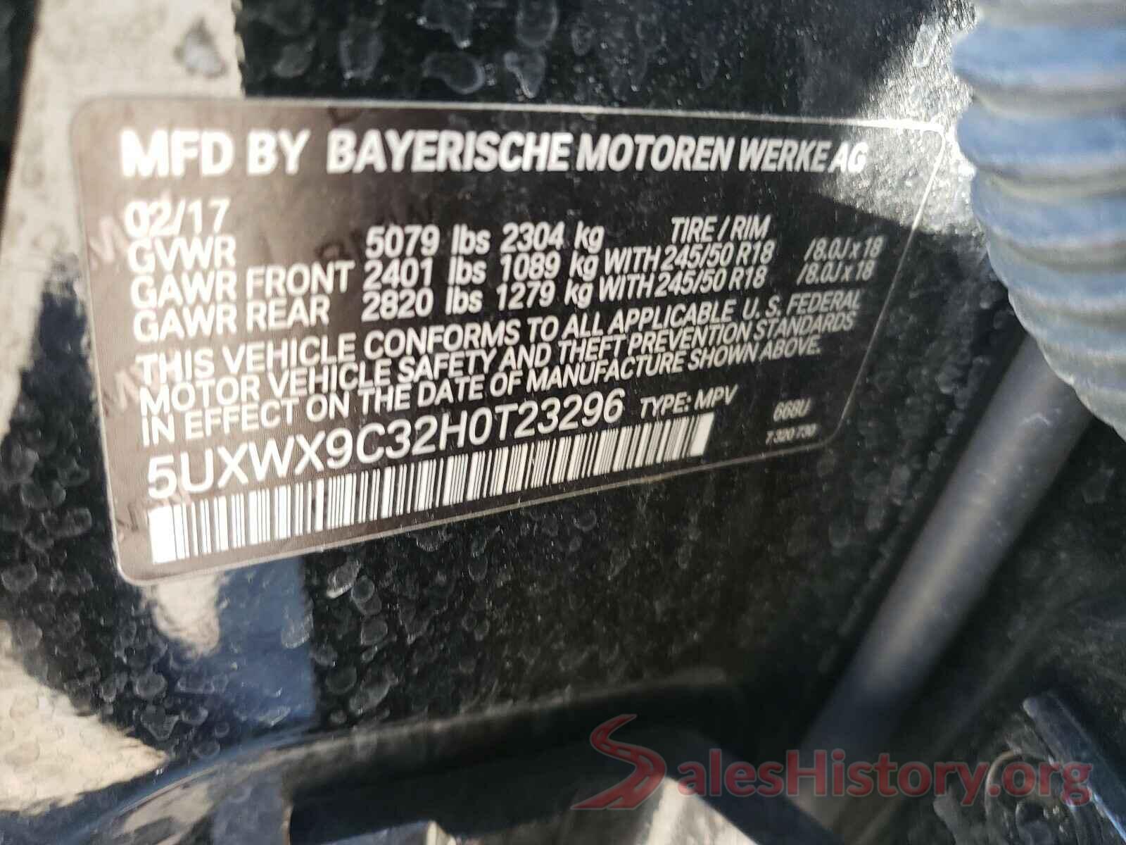 5UXWX9C32H0T23296 2017 BMW X3