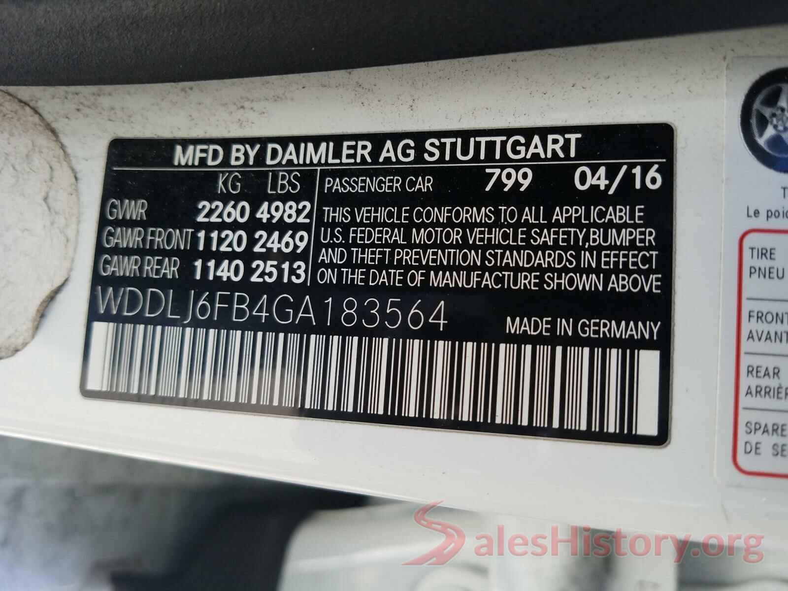 WDDLJ6FB4GA183564 2016 MERCEDES-BENZ C CLASS