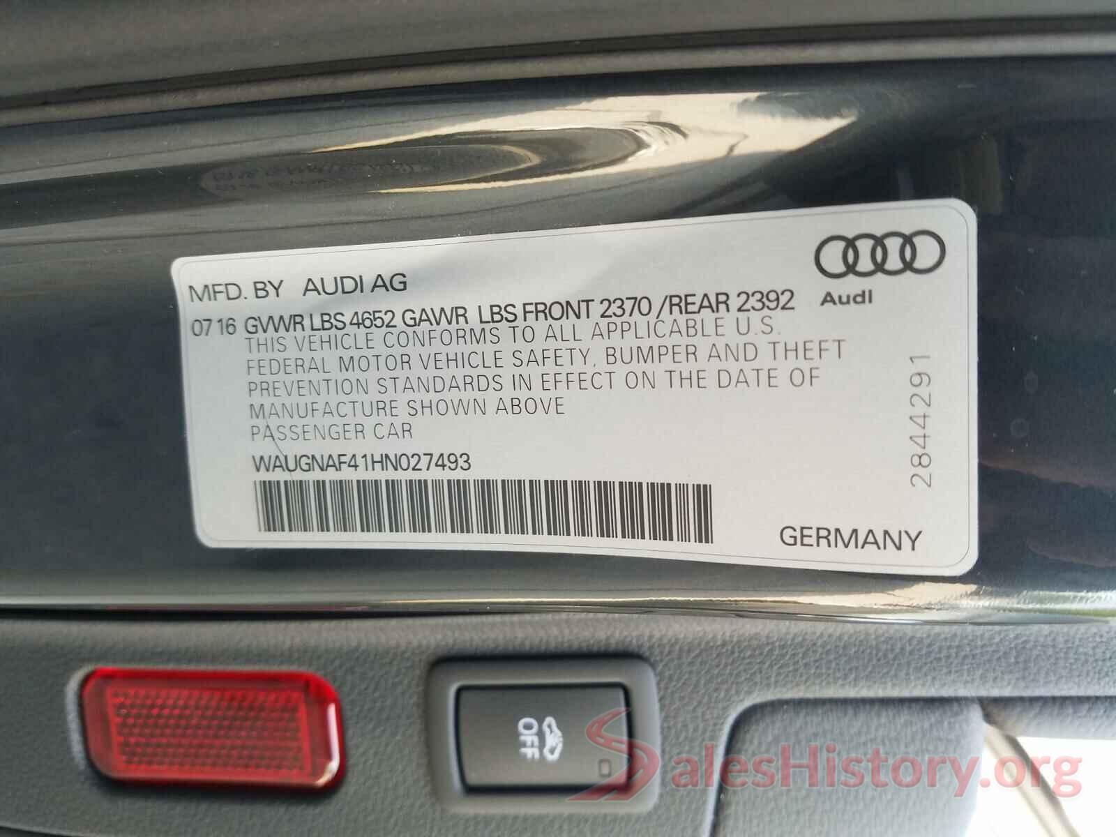 WAUGNAF41HN027493 2017 AUDI A4