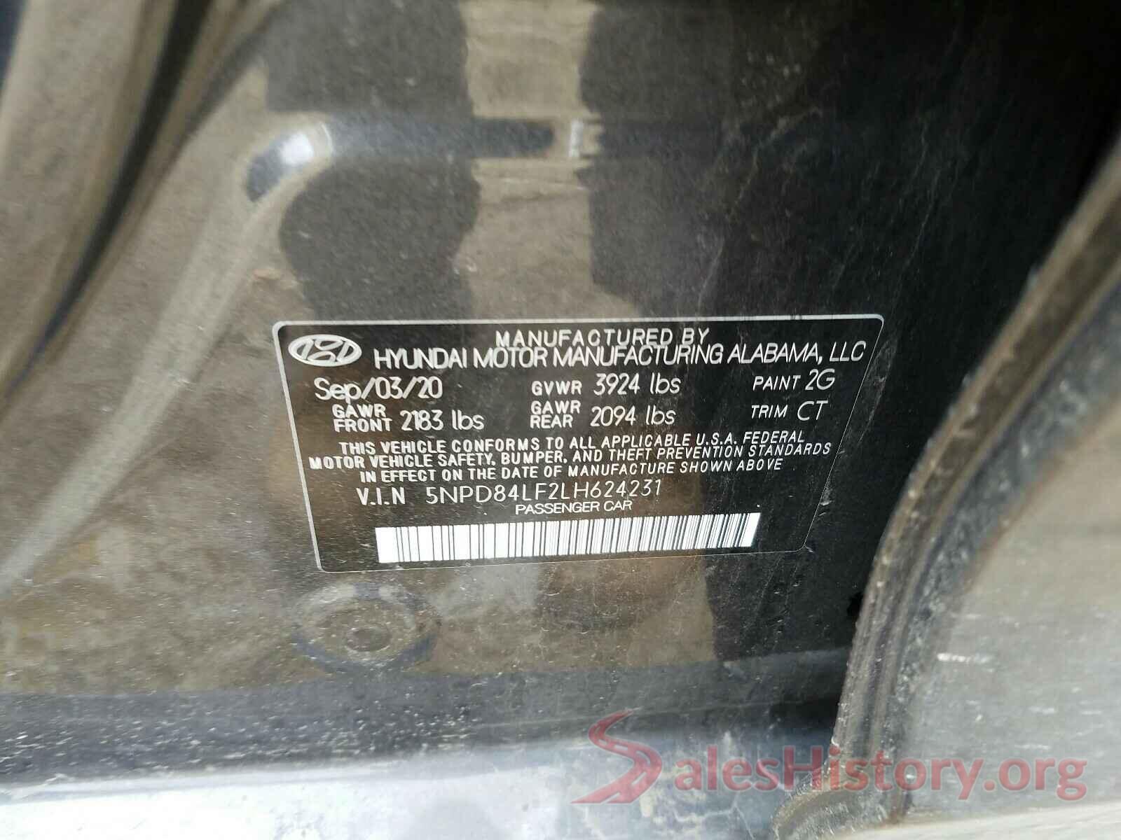 5NPD84LF2LH624231 2020 HYUNDAI ELANTRA