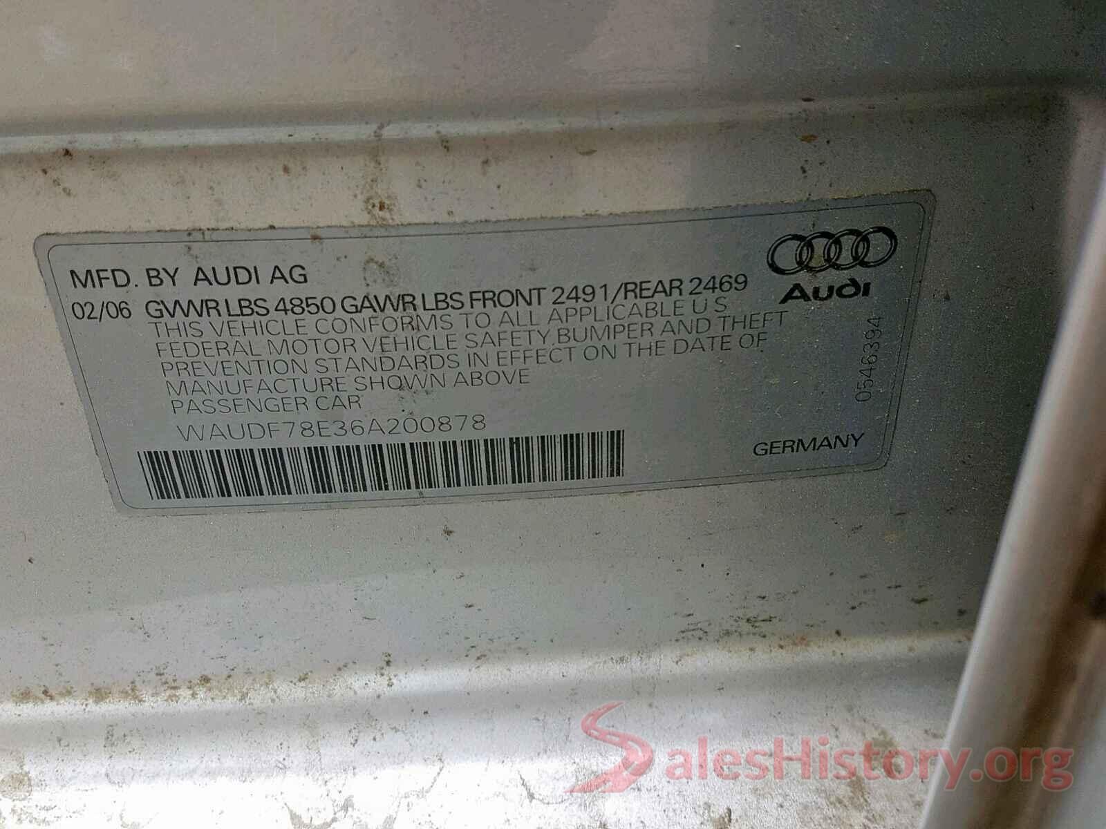 WAUDF78E36A200878 2006 AUDI A4