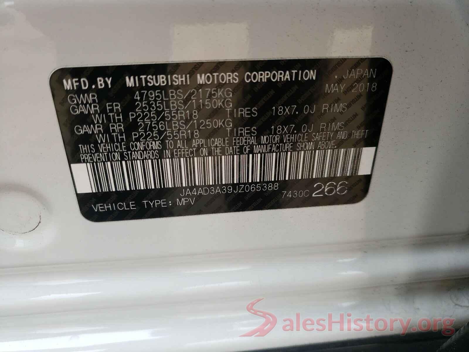 JA4AD3A39JZ065388 2018 MITSUBISHI OUTLANDER