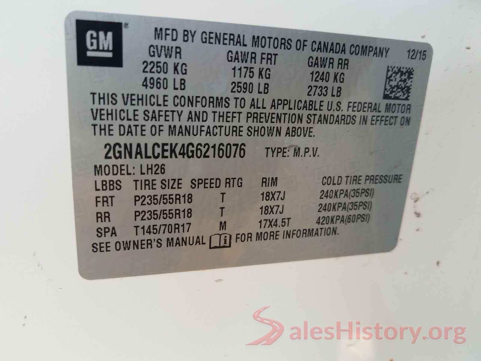 2GNALCEK4G6216076 2016 CHEVROLET EQUINOX