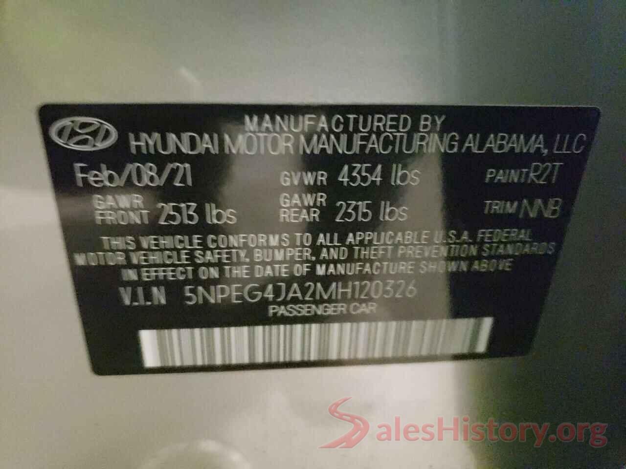 5NPEG4JA2MH120326 2021 HYUNDAI SONATA