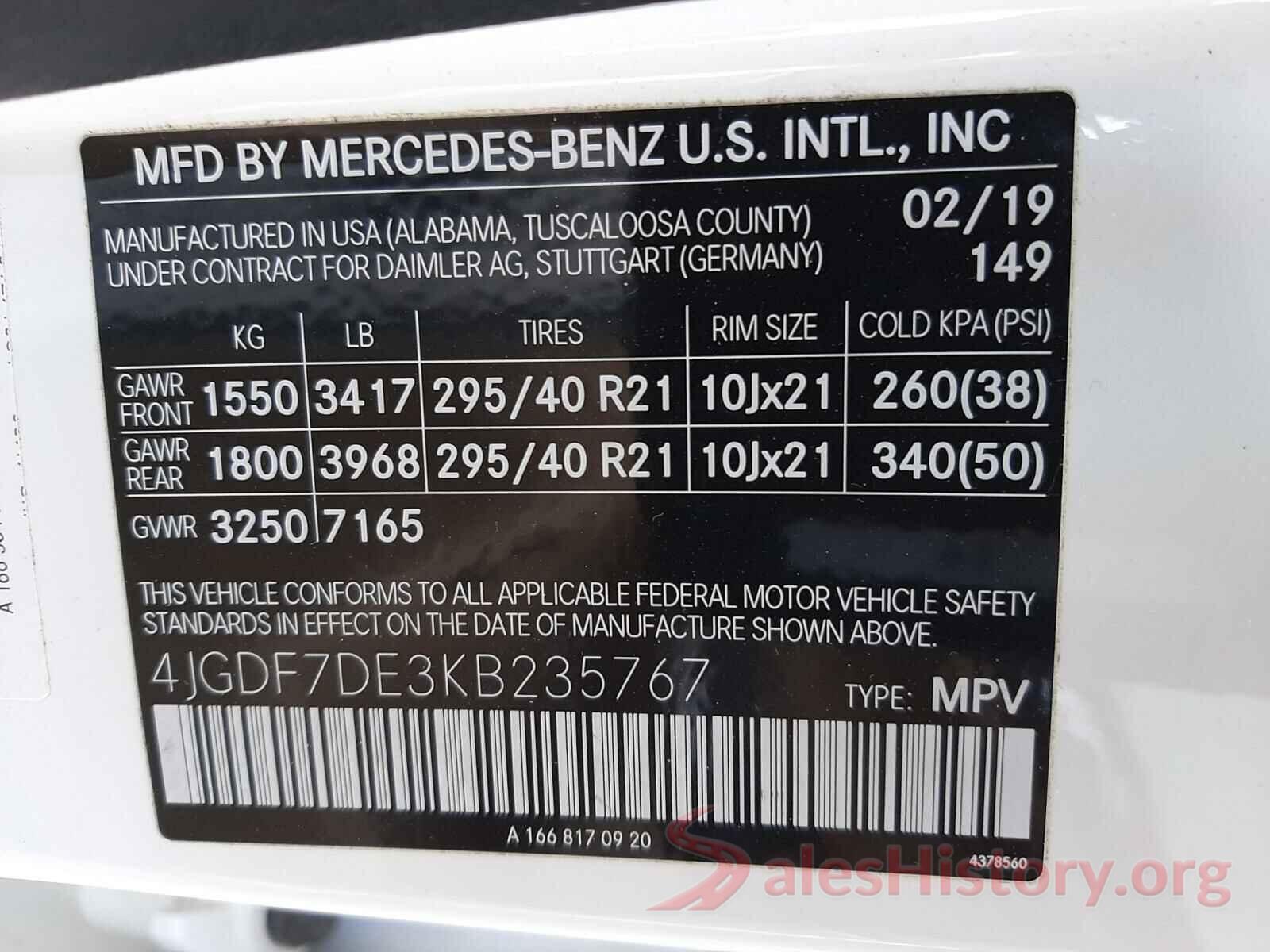 4JGDF7DE3KB235767 2019 MERCEDES-BENZ G CLASS