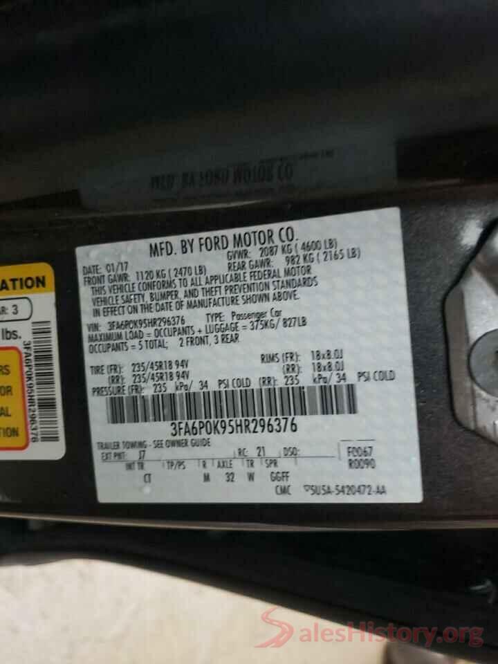 3FA6P0K95HR296376 2017 FORD FUSION