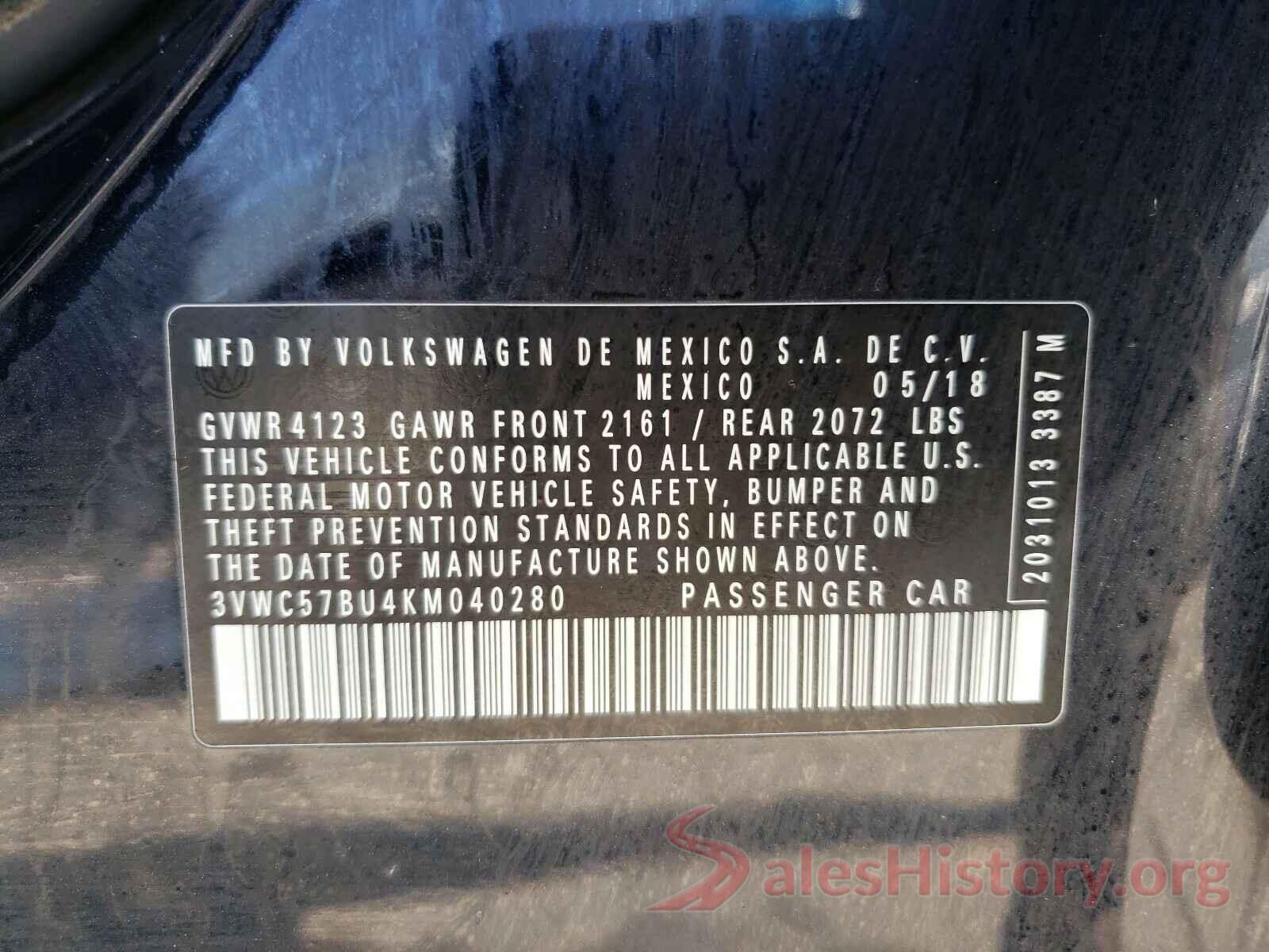 3VWC57BU4KM040280 2019 VOLKSWAGEN JETTA