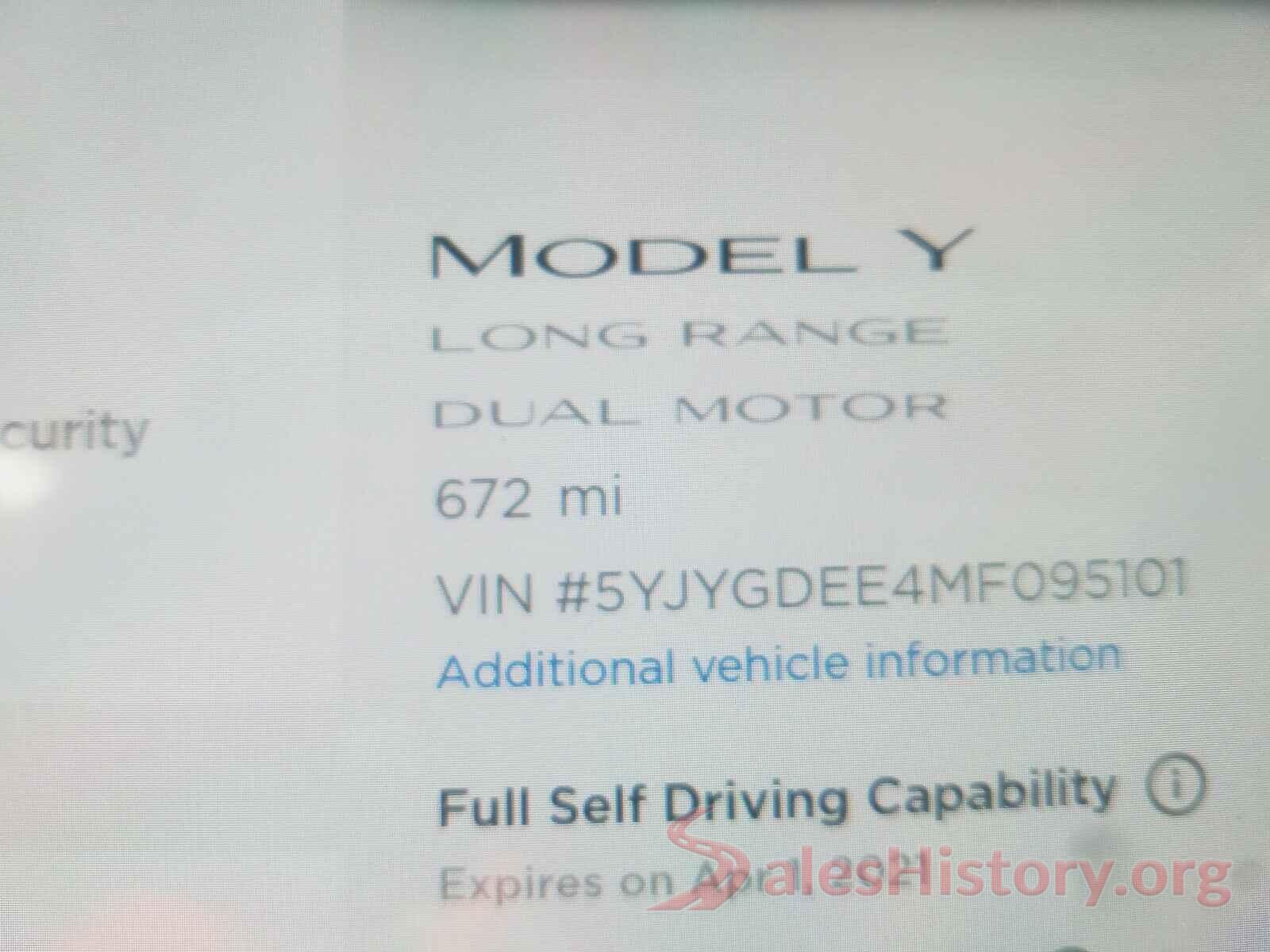 5YJYGDEE4MF095101 2021 TESLA MODEL Y