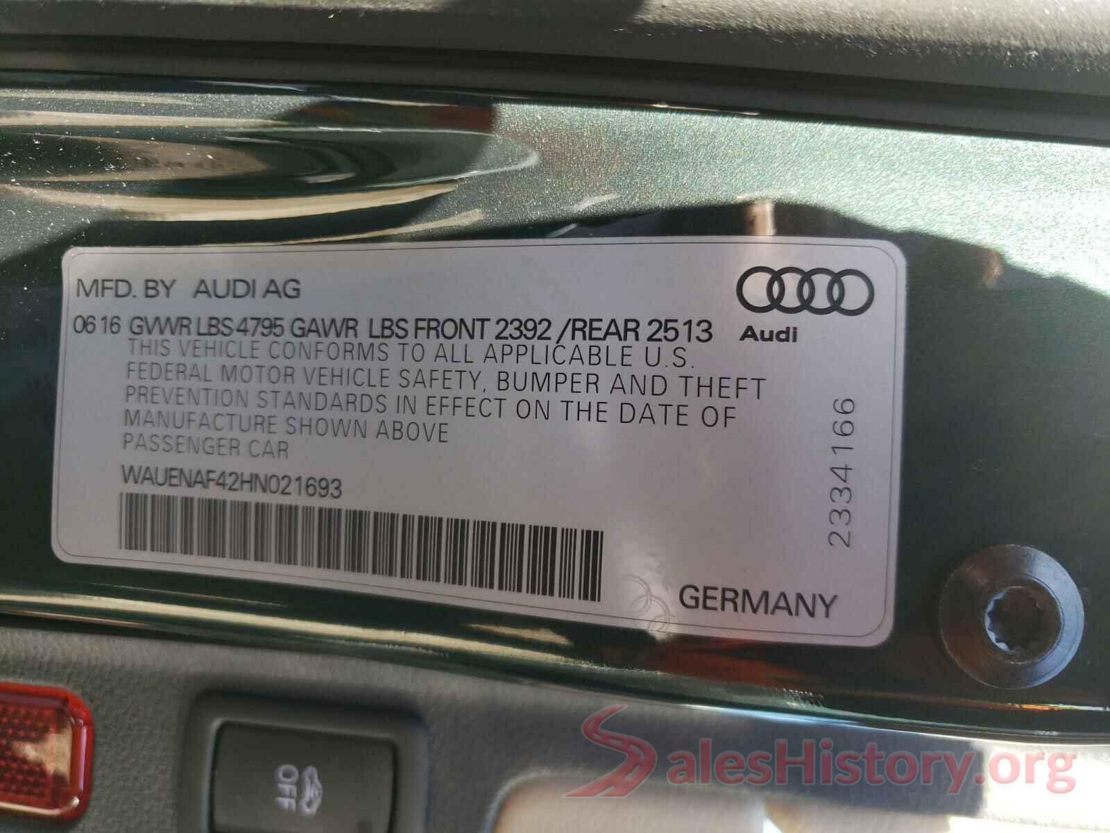 WAUENAF42HN021693 2017 AUDI A4