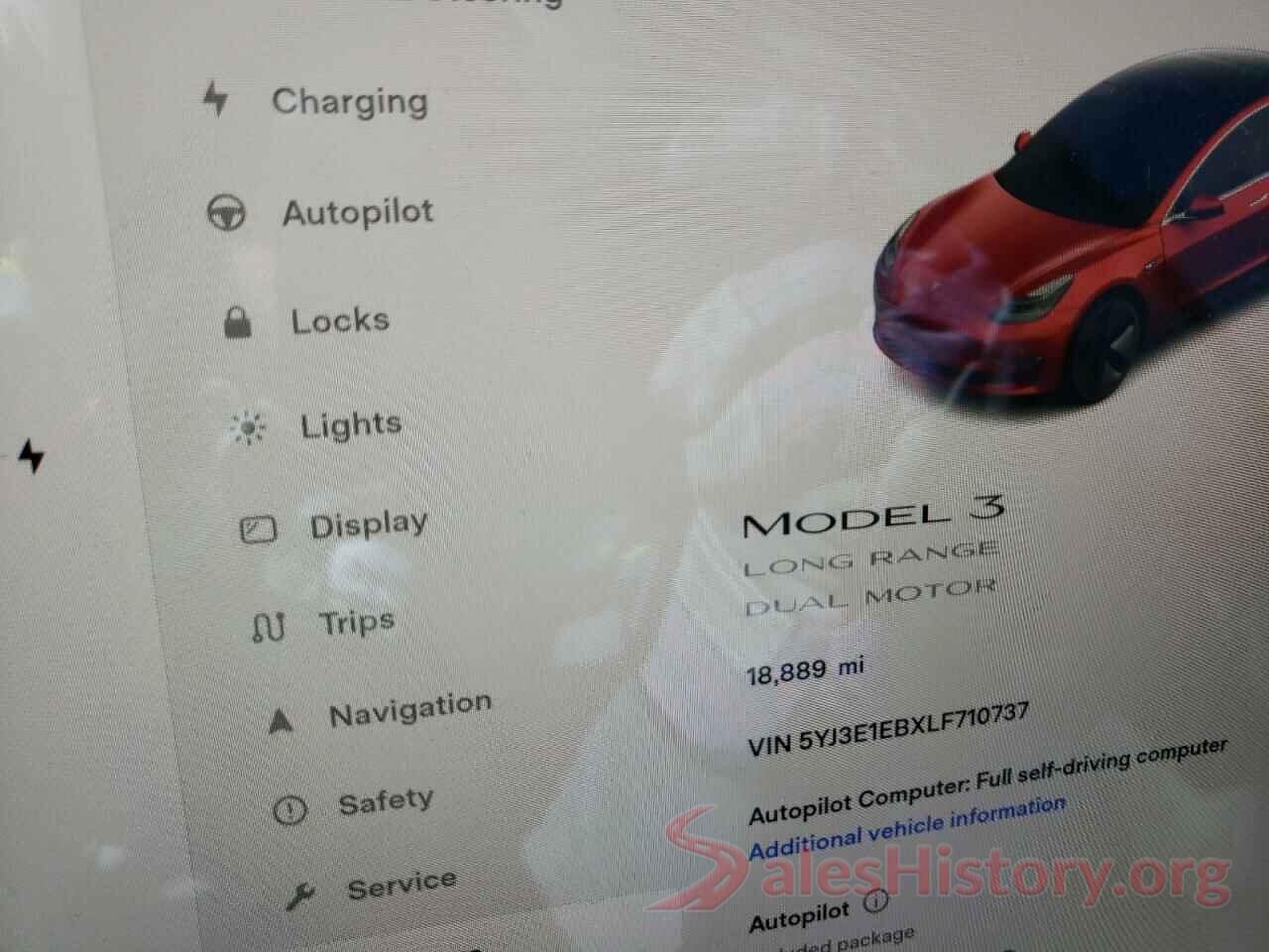 5YJ3E1EBXLF710737 2020 TESLA MODEL 3