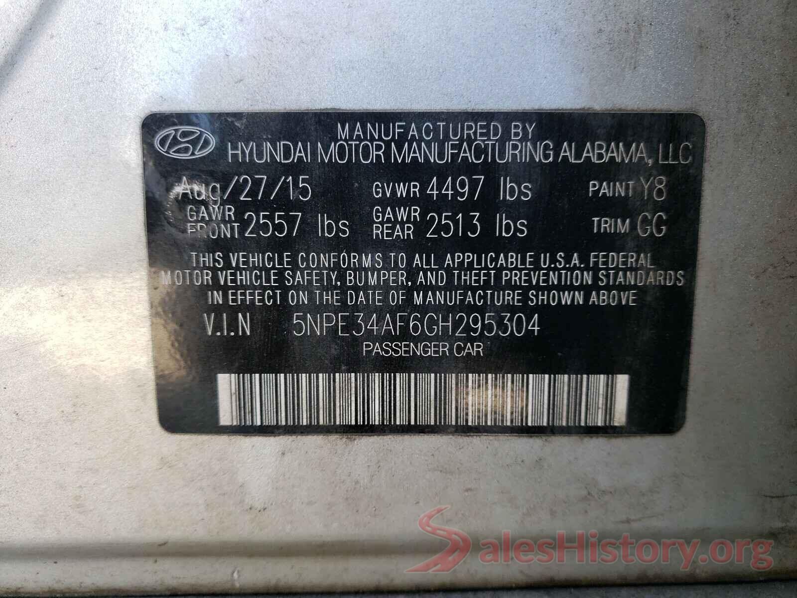 5NPE34AF6GH295304 2016 HYUNDAI SONATA