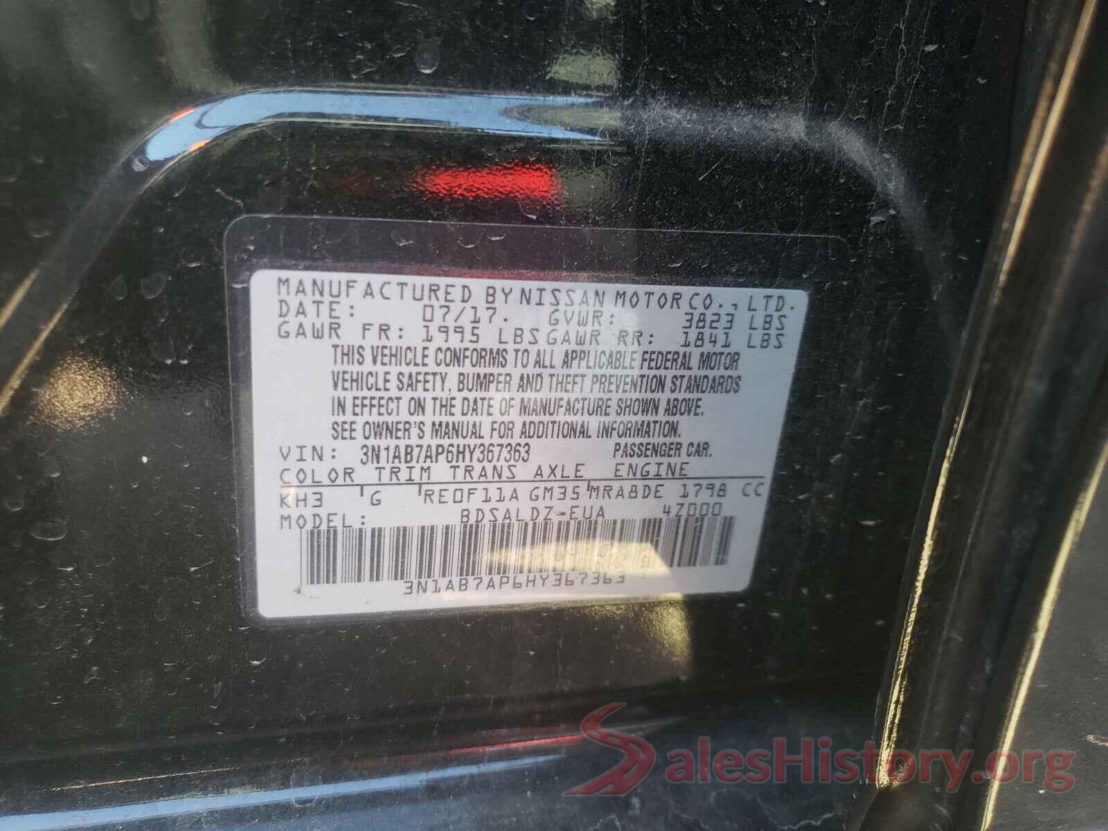 3N1AB7AP6HY367363 2017 NISSAN SENTRA