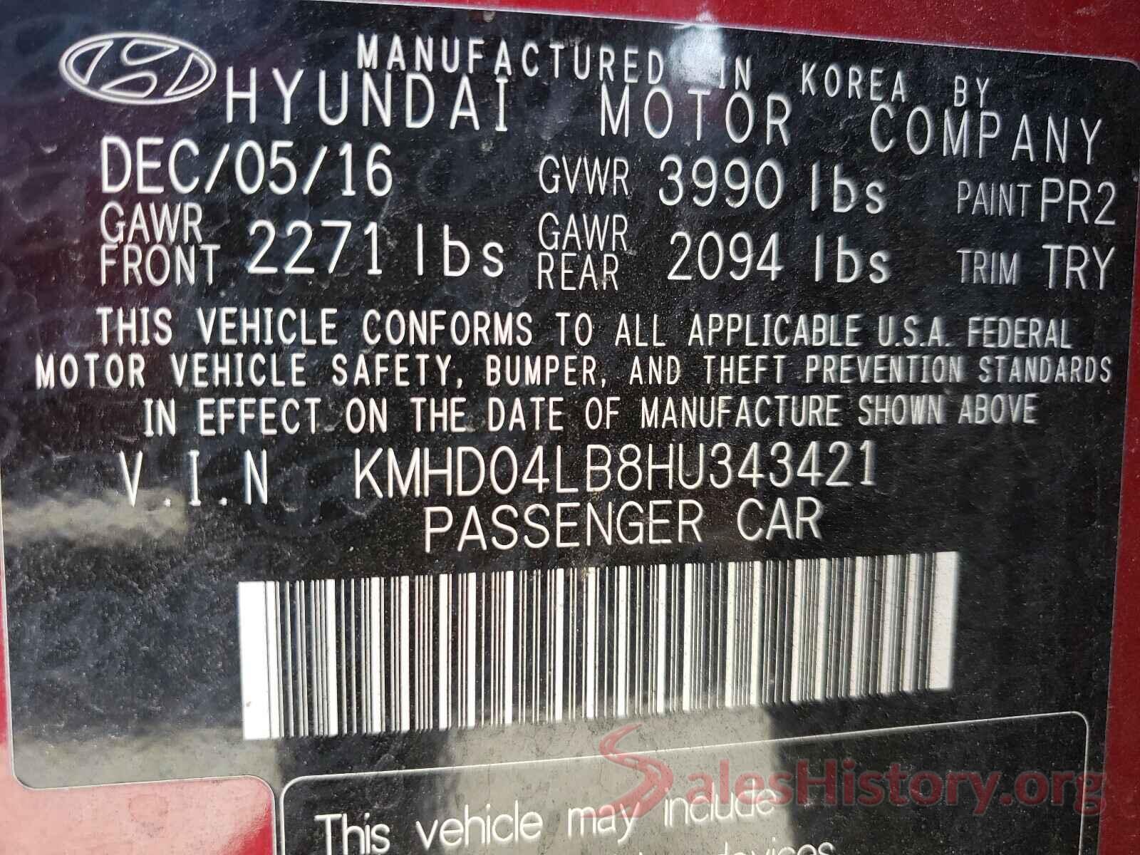 KMHD04LB8HU343421 2017 HYUNDAI ELANTRA