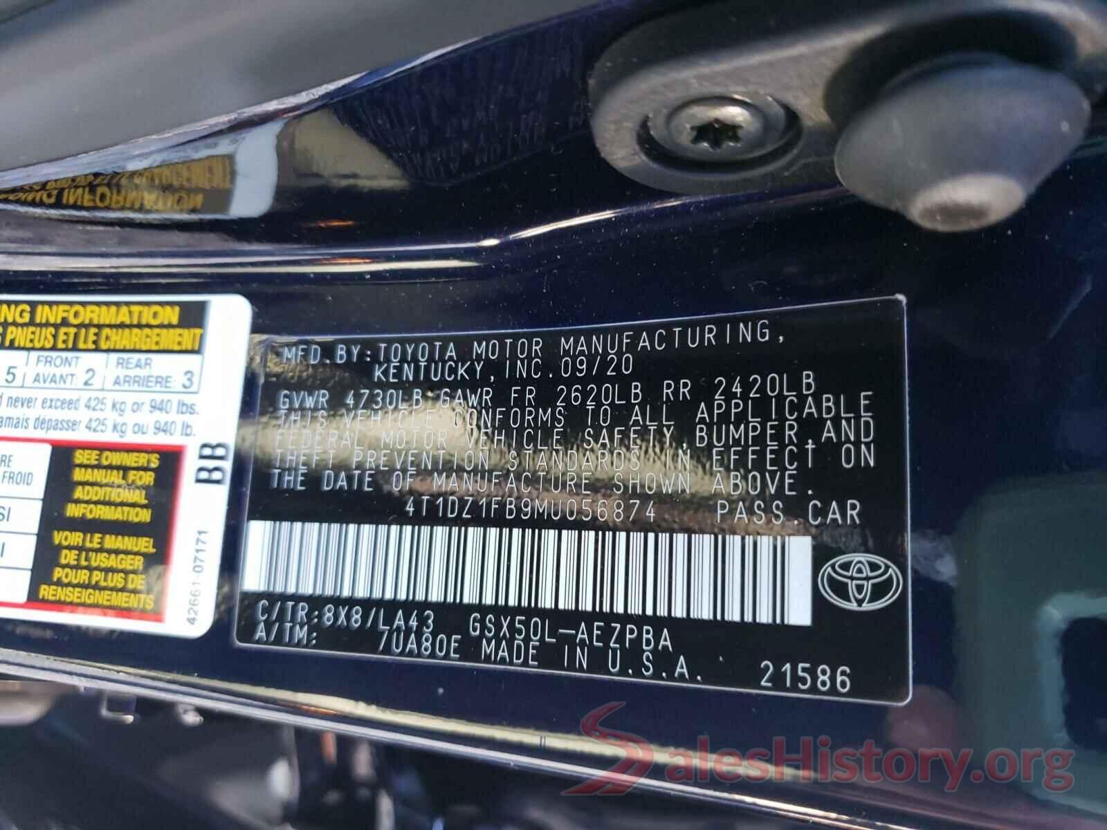 4T1DZ1FB9MU056874 2021 TOYOTA AVALON