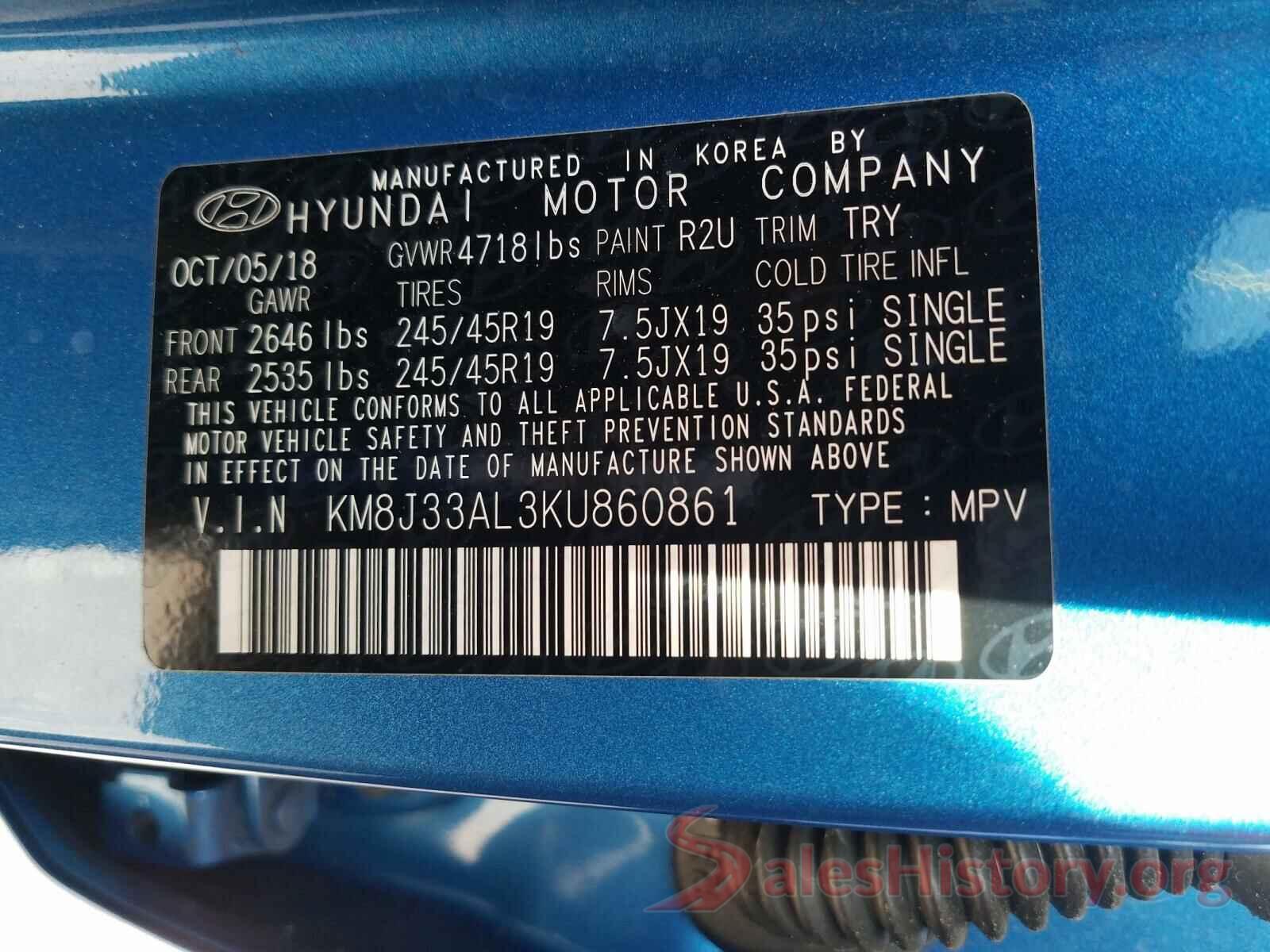 KM8J33AL3KU860861 2019 HYUNDAI TUCSON