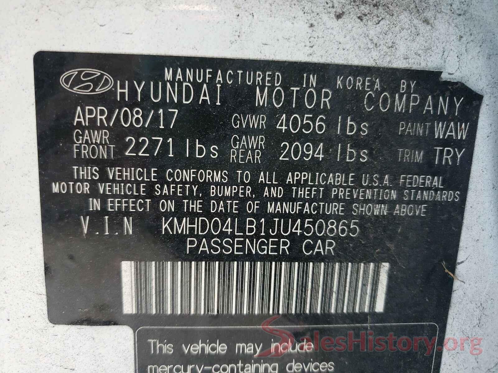 KMHD04LB1JU450865 2018 HYUNDAI ELANTRA