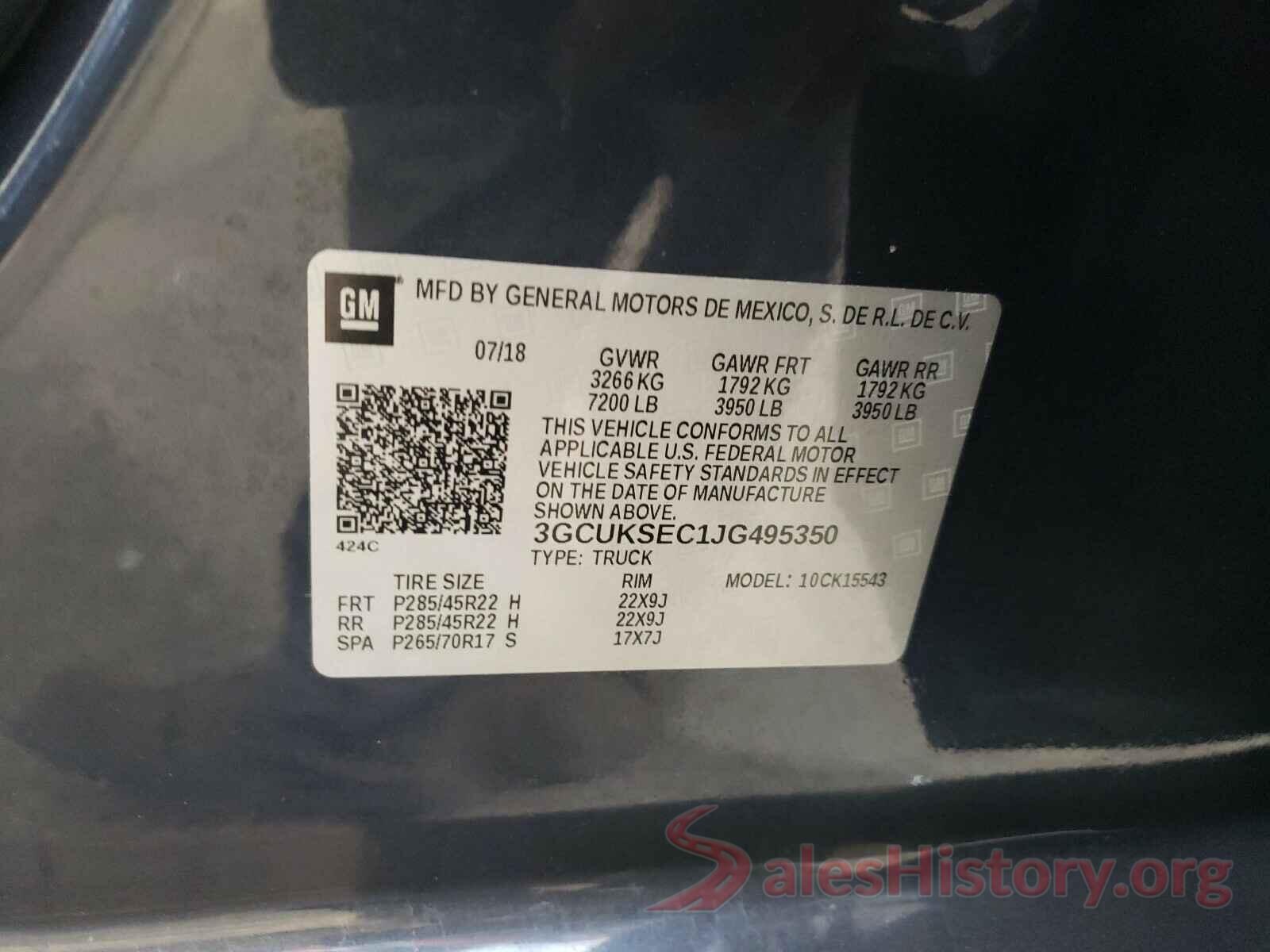 3GCUKSEC1JG495350 2018 CHEVROLET SILVERADO