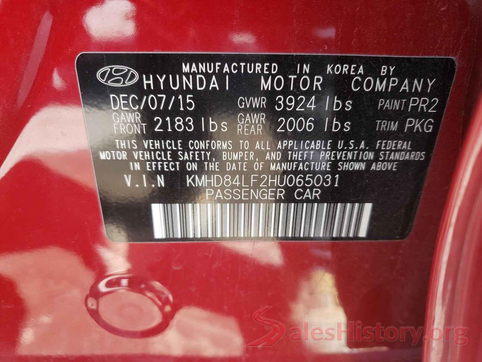 KMHD84LF2HU065031 2017 HYUNDAI ELANTRA