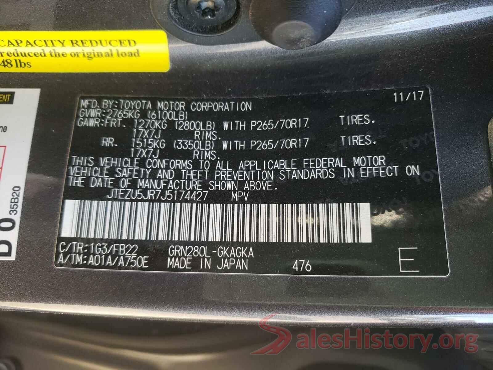 JTEZU5JR7J5174427 2018 TOYOTA 4RUNNER