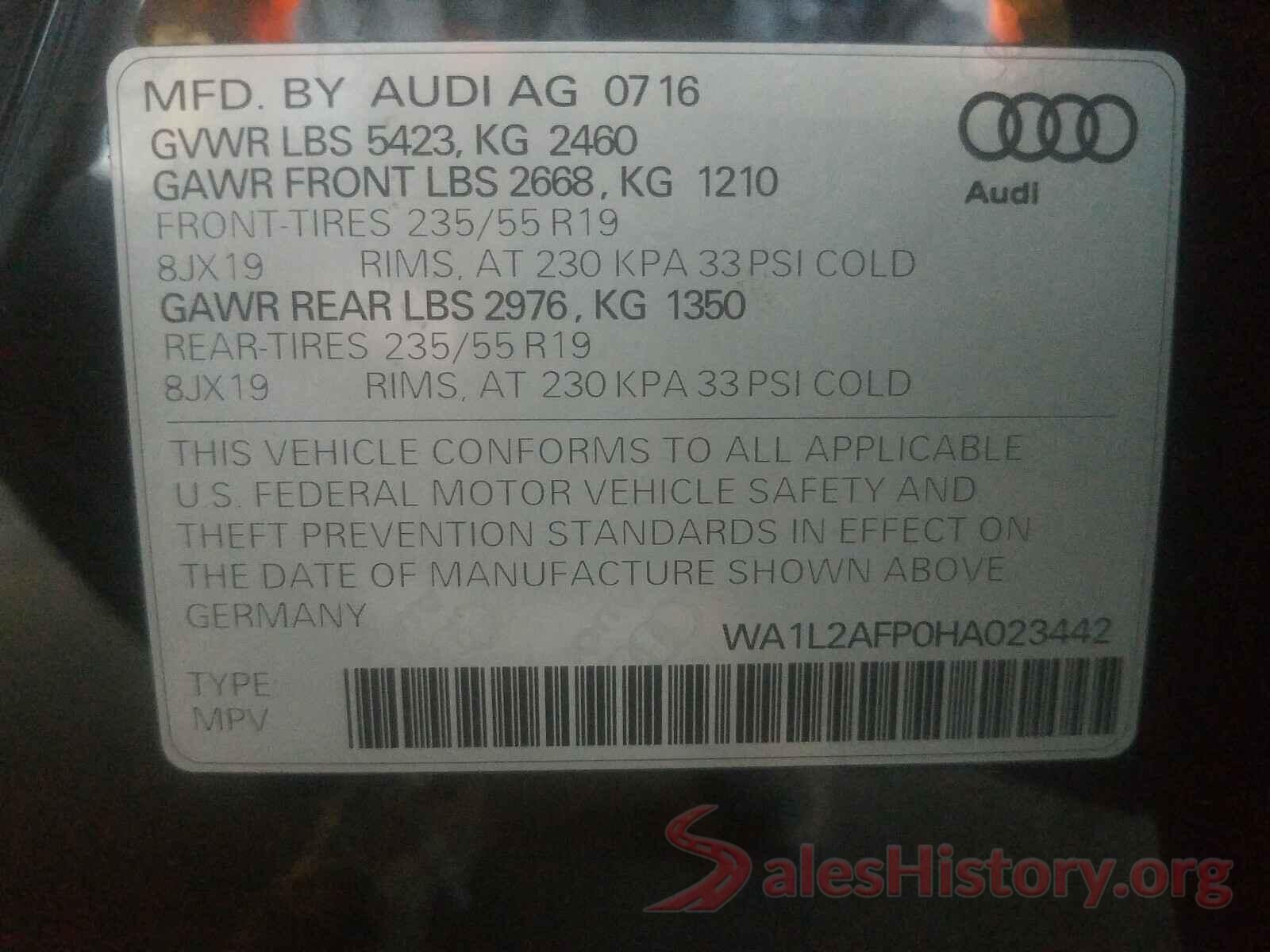 WA1L2AFP0HA023442 2017 AUDI Q5