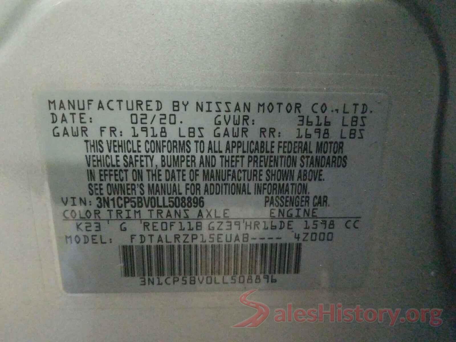 3N1CP5BV0LL508896 2020 NISSAN KICKS