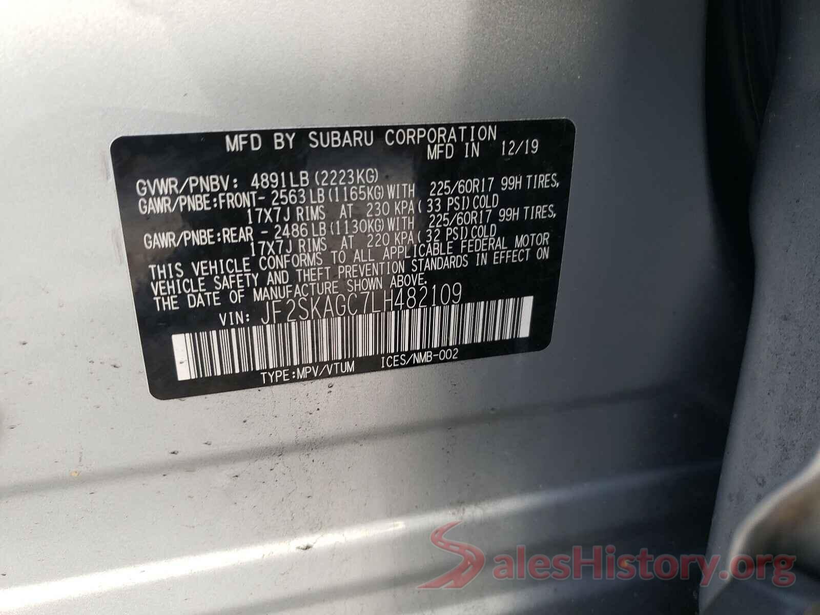 JF2SKAGC7LH482109 2020 SUBARU FORESTER