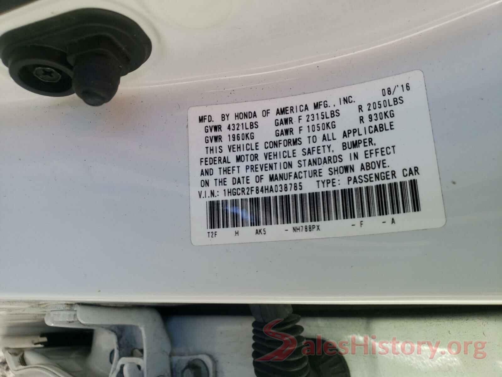 1HGCR2F84HA038785 2017 HONDA ACCORD