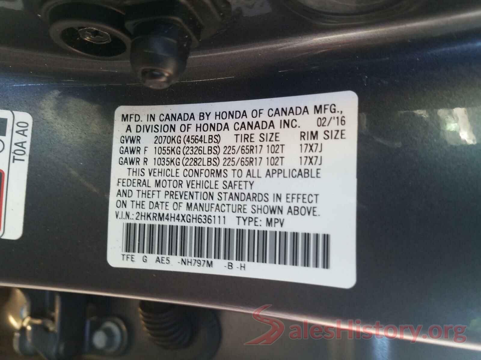 2HKRM4H4XGH636111 2016 HONDA CRV